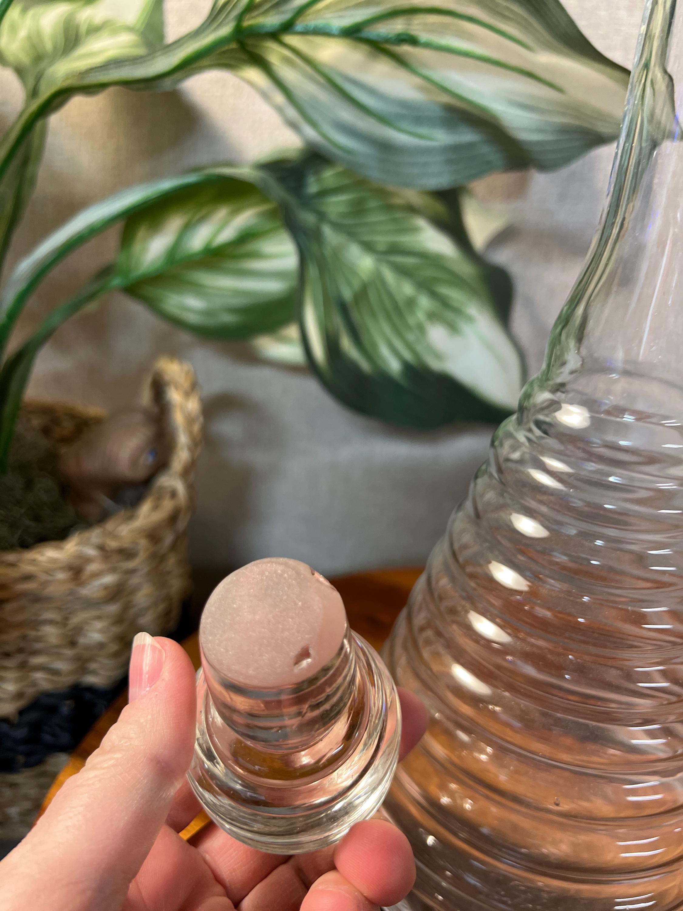 Vintage Clear Glass Beehive Decanter with Stopper