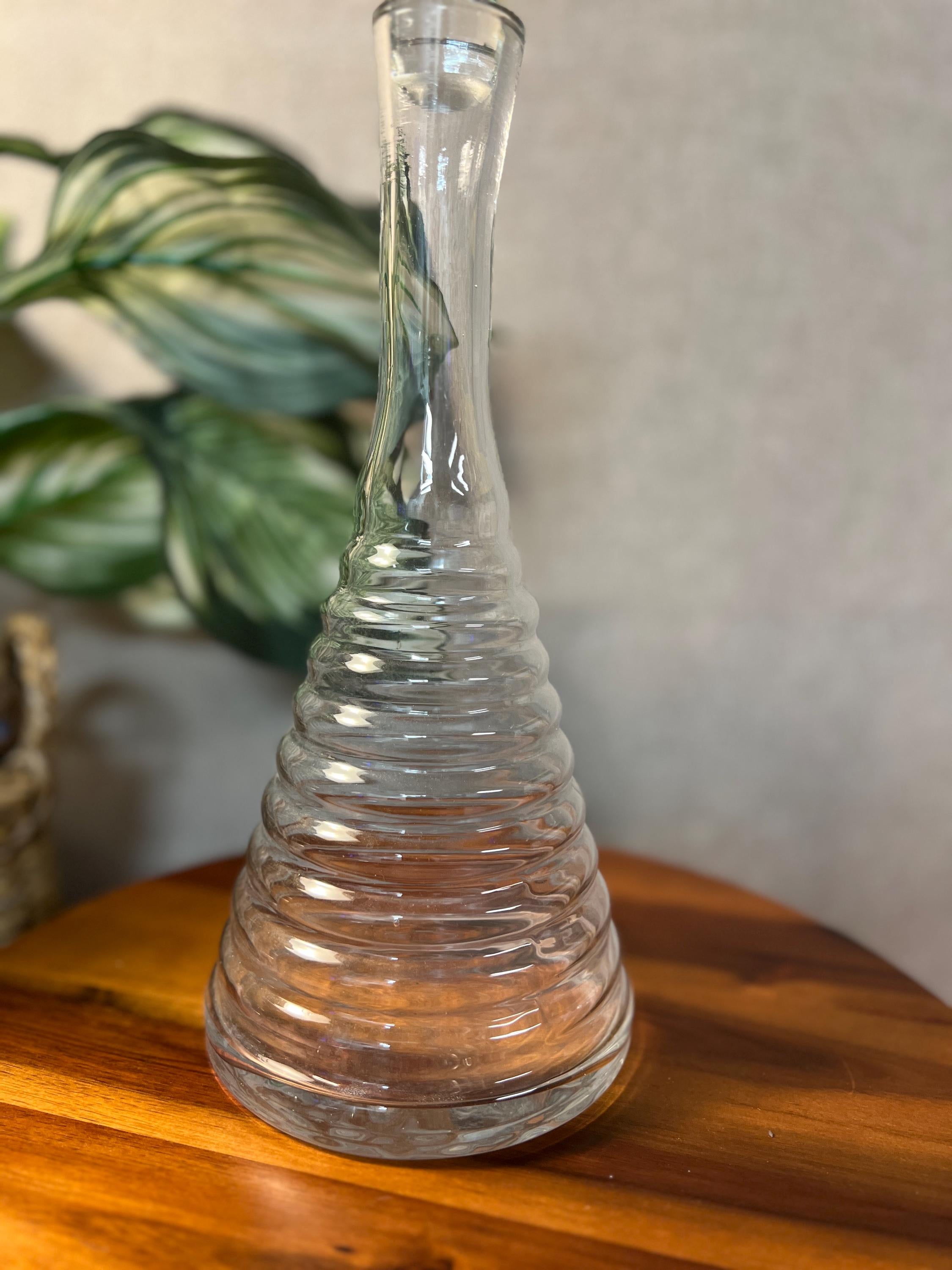 Vintage Clear Glass Beehive Decanter with Stopper