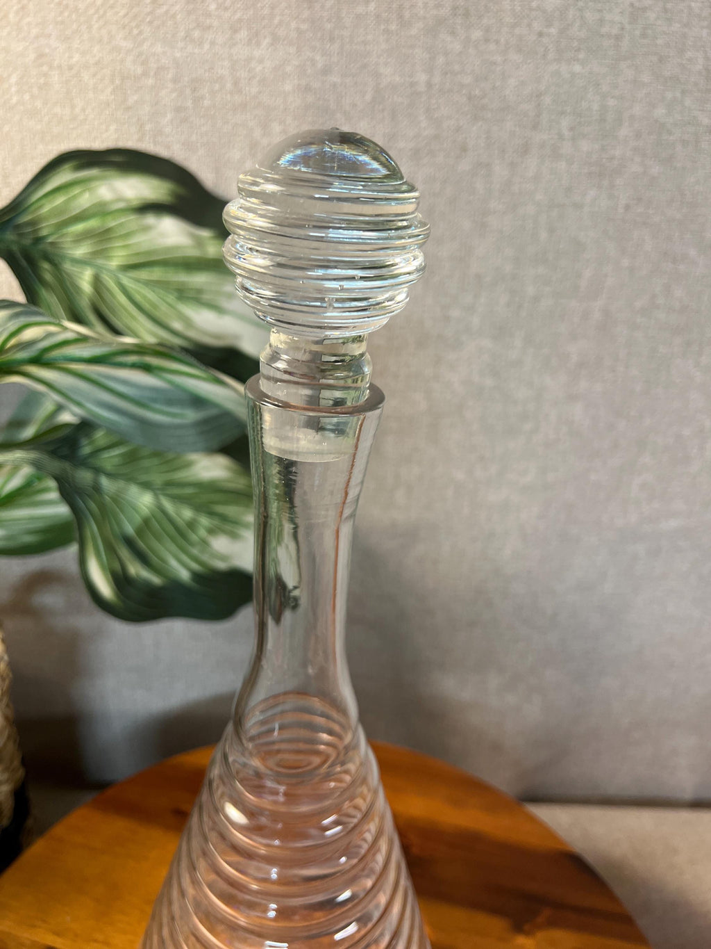 Vintage Clear Glass Beehive Decanter with Stopper