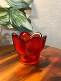 Vintage Viking Glass Amberina 6 Petal Votive Candle Holder Pebbled Texture 3"