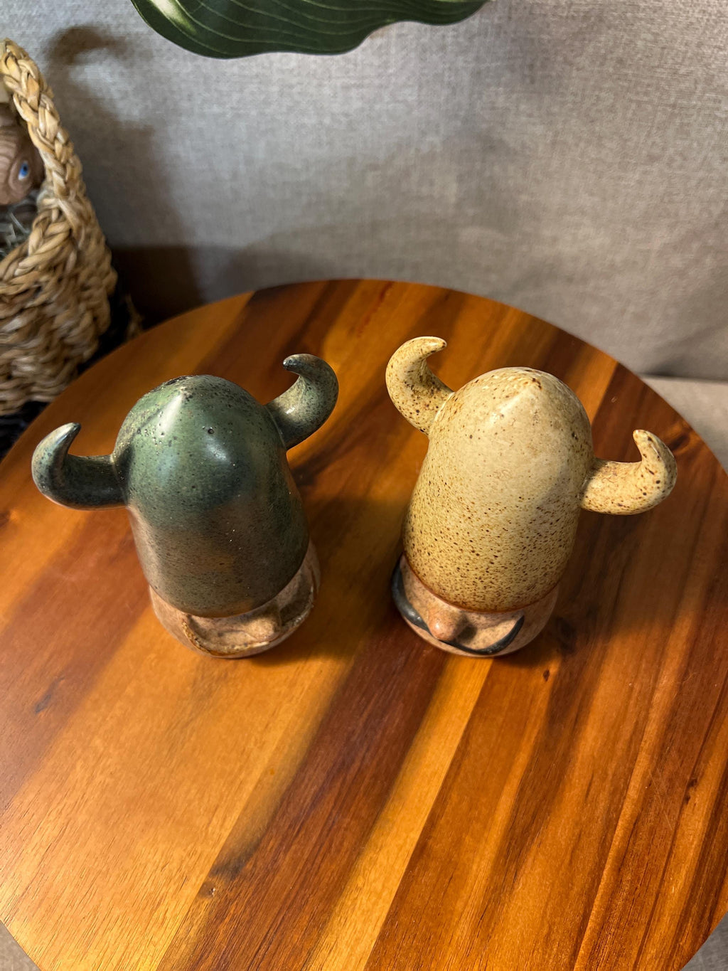 Vintage UTCI Made in Japan Viking Salt Pepper Shakers Horned Pair 5" Tall