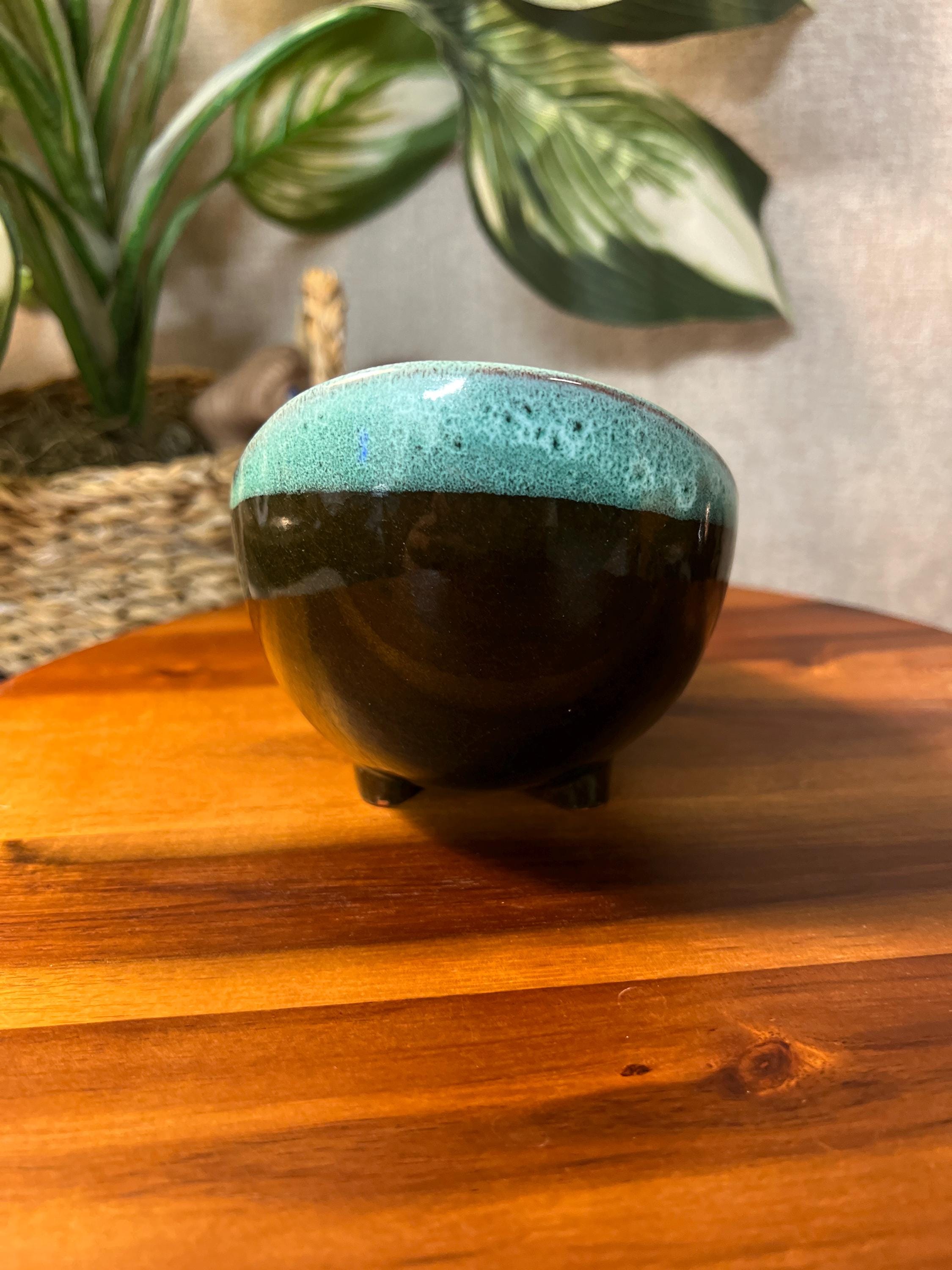 Vintage Drip Glaze Pottery Footed Ashtray 5 Evangeline Canada Trinket Bowl