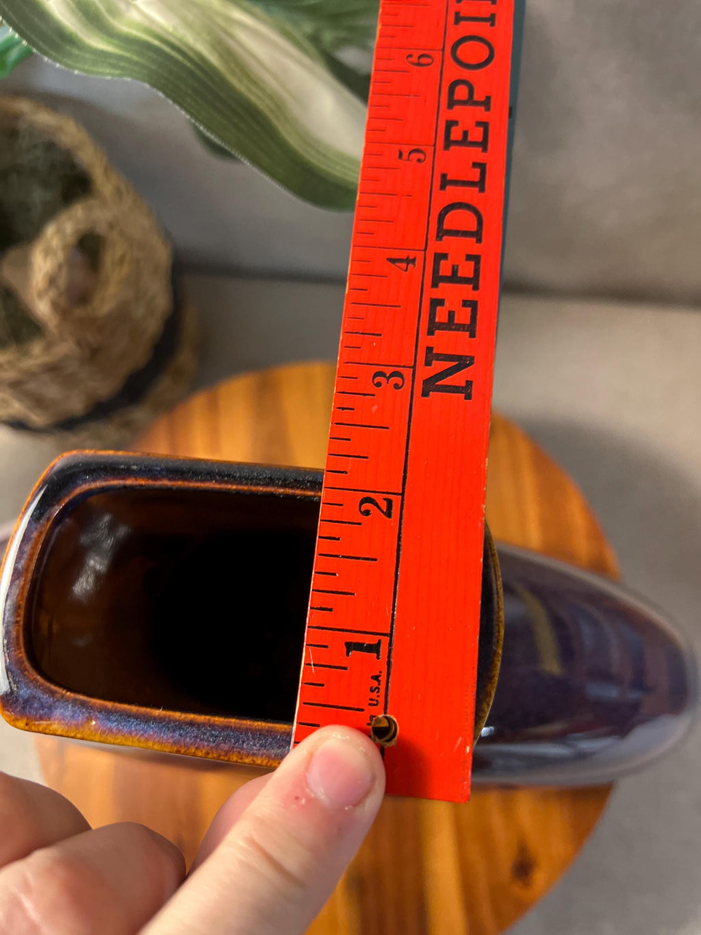 MCM  Large Ceramic Purple Glazed Half Moon Vase