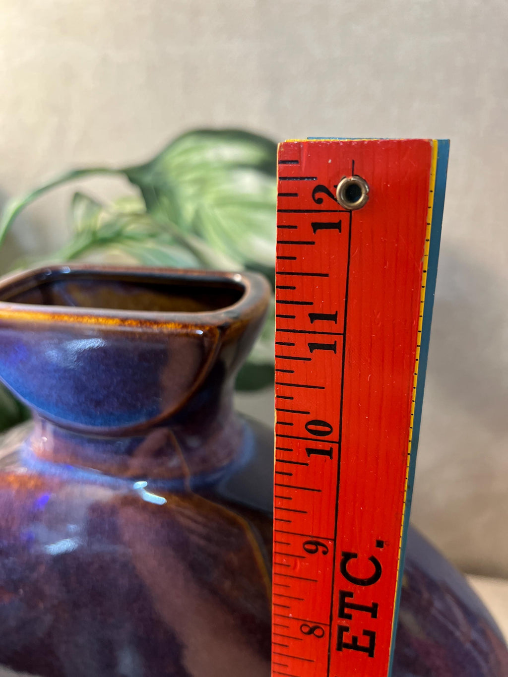MCM  Large Ceramic Purple Glazed Half Moon Vase