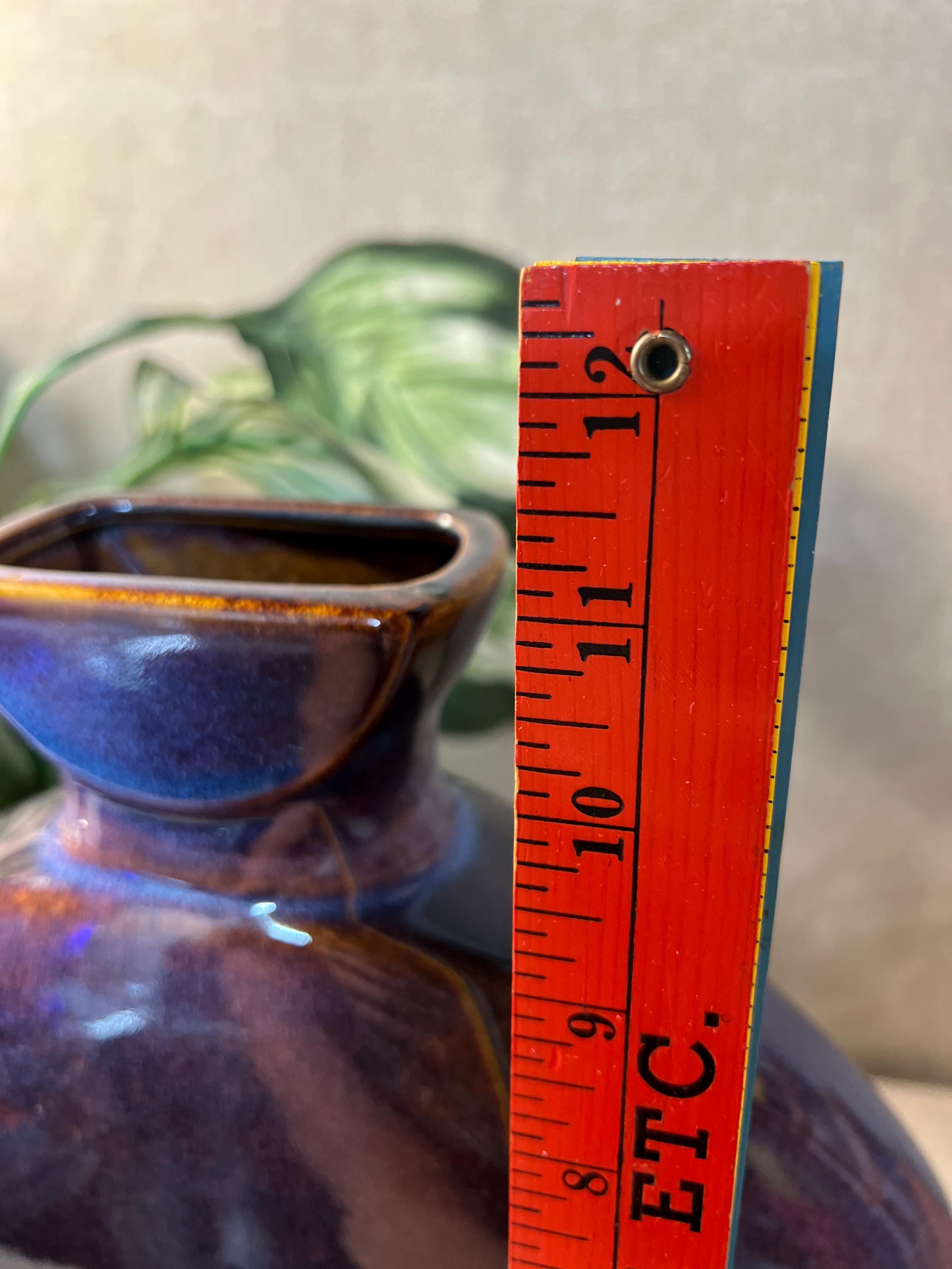 MCM  Large Ceramic Purple Glazed Half Moon Vase