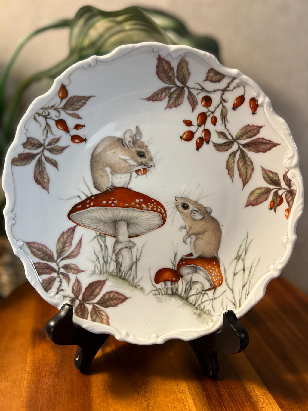 Royal Albert CountryWalkCollection made in England Bone China  Autum Playtime Decorative Plate mushrooms and mice