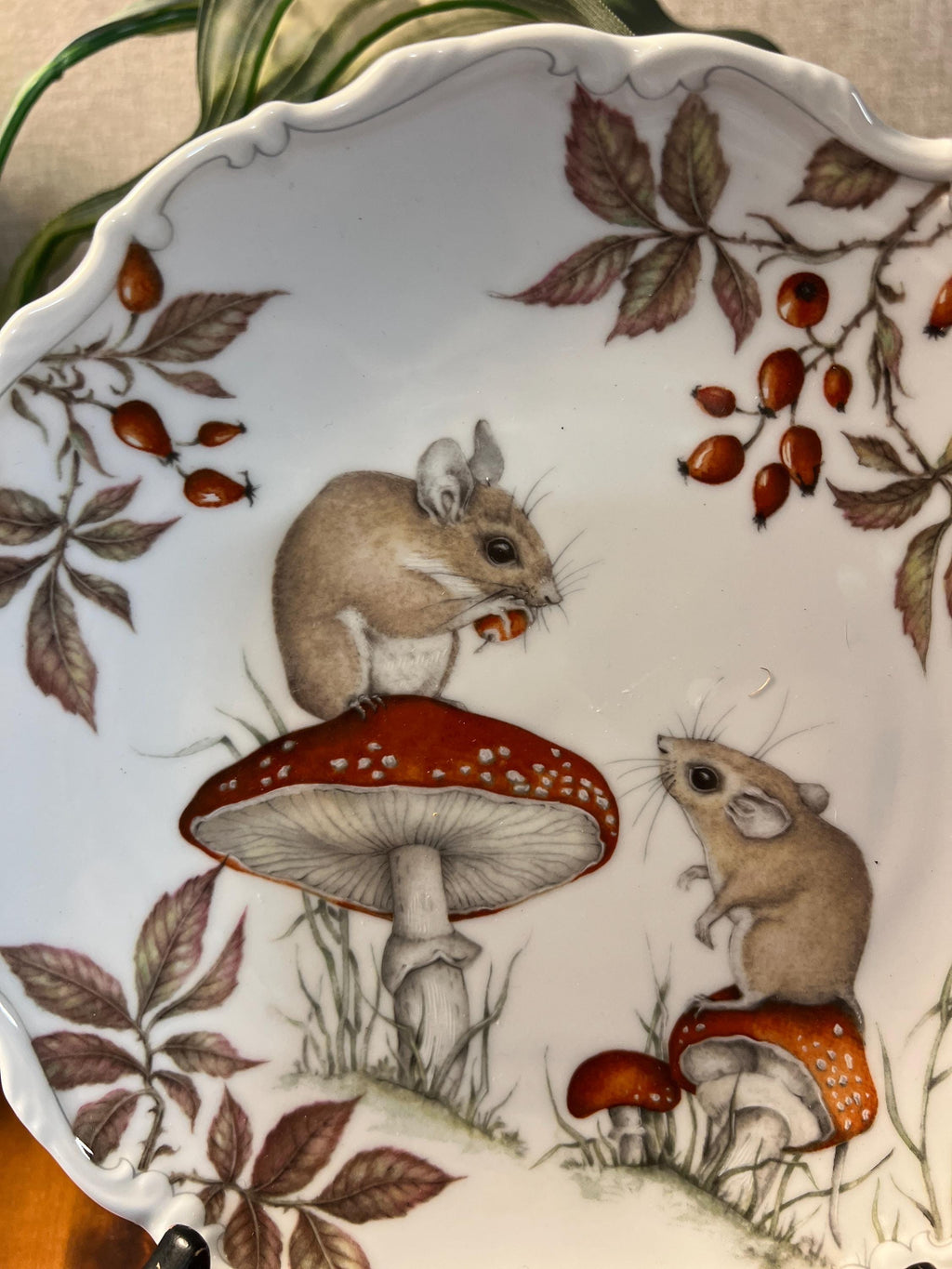 Royal Albert CountryWalkCollection made in England Bone China  Autum Playtime Decorative Plate mushrooms and mice
