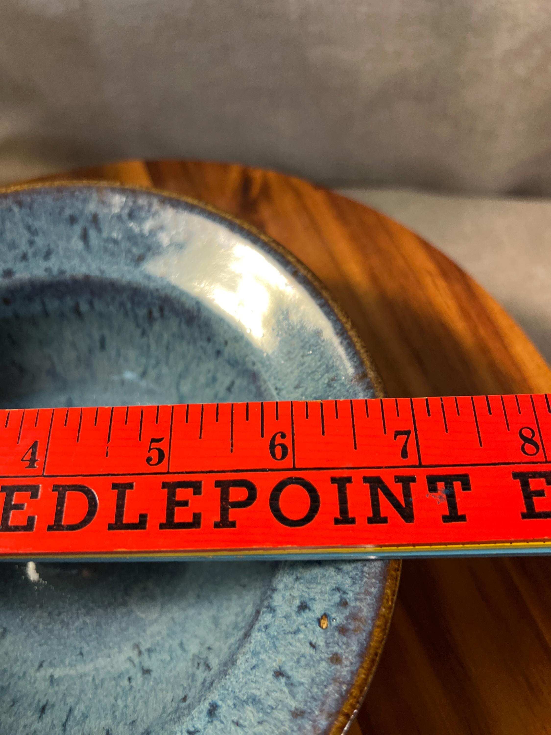 Artist Studio Pottery Bowl Apple Baker Dish Artist Signed Blue/Green Glaze
