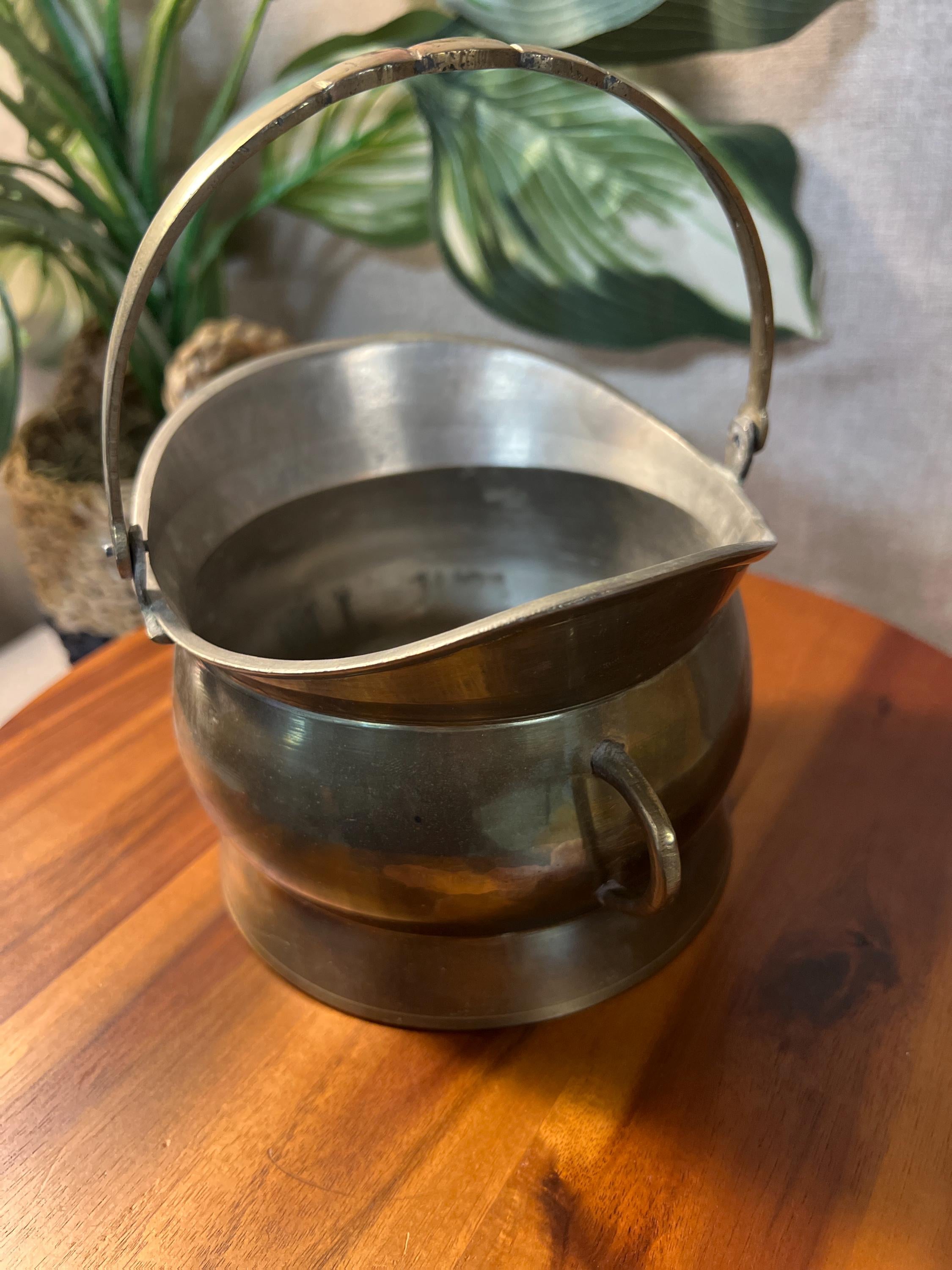 Vintage Small Brass Coal Bucket Scuttle W/Top Handle & Side Handles India