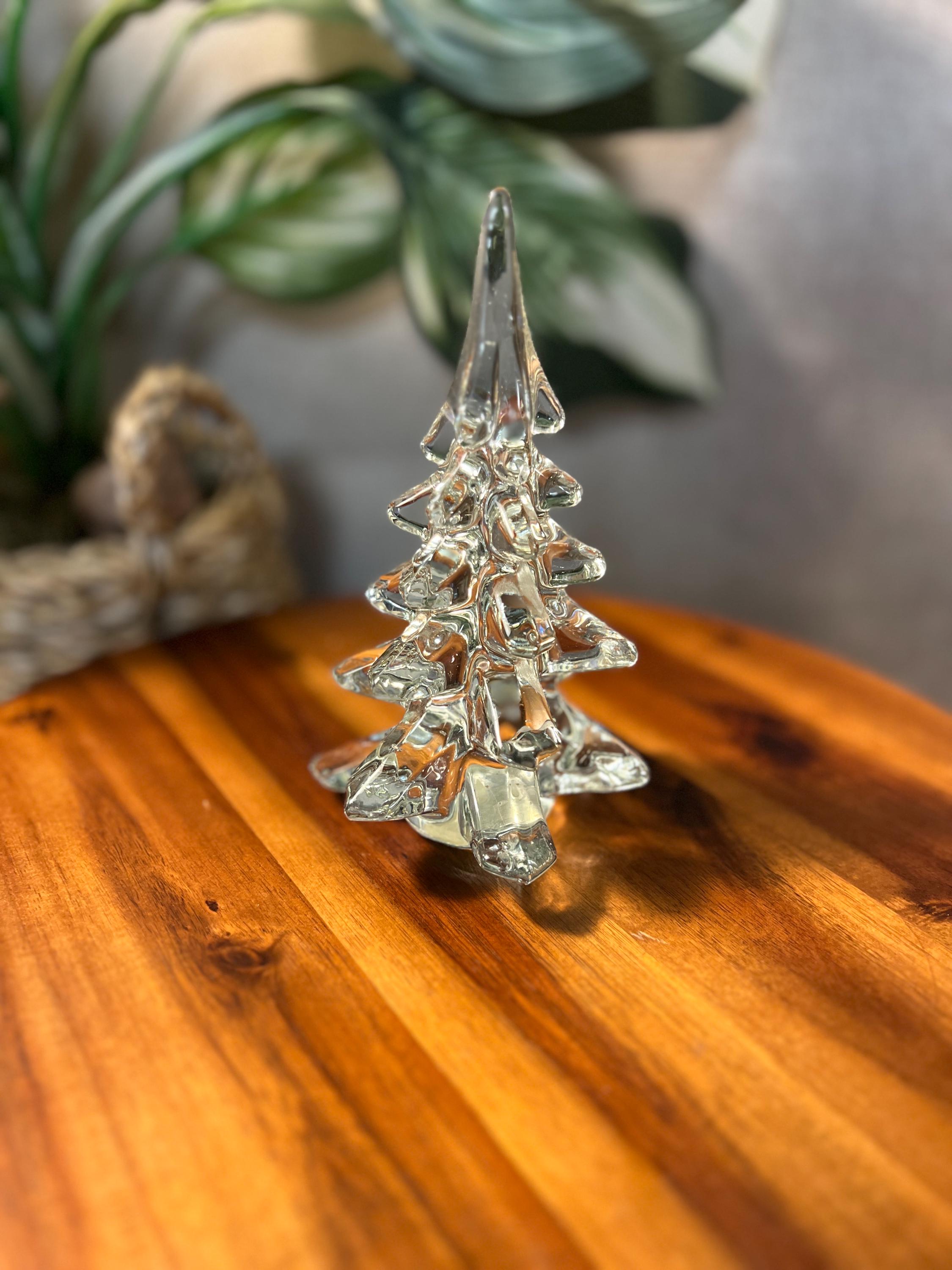 Crystal Clear Art Glass Christmas Holiday Winter Tree Figurine Décor 6 in