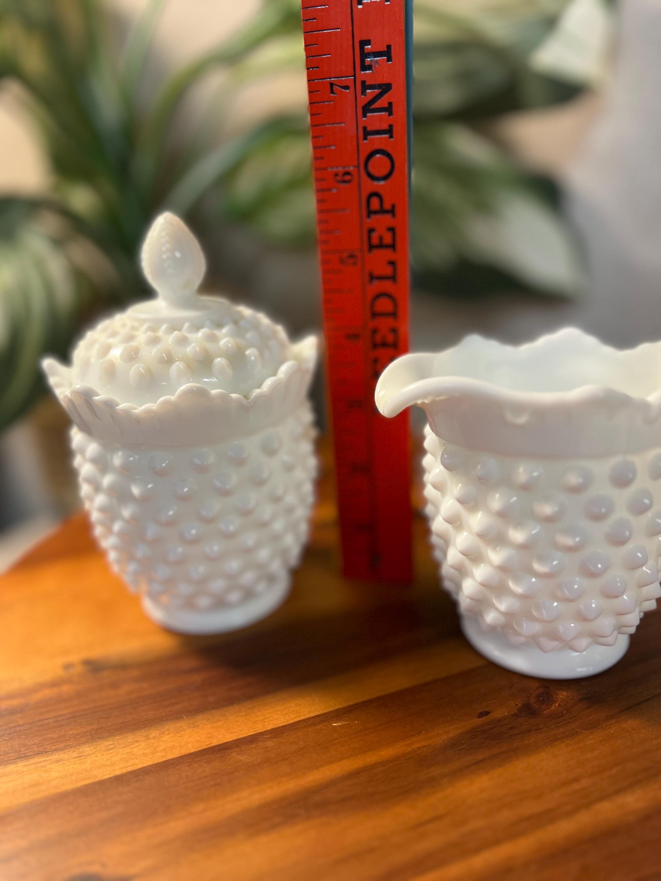 Fenton Milk Glass Hobnail Creamer/Sugar Set Heavy-5441. No Chips/cracks