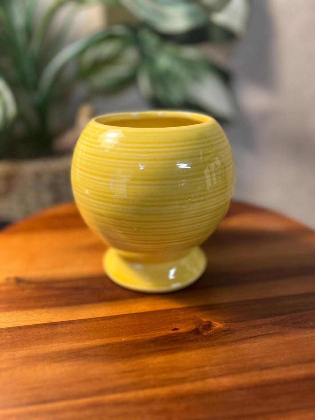 McCoy Harmony Round Swirled Art Vase Mid Century Modern Yellow+ Brown  Vintage