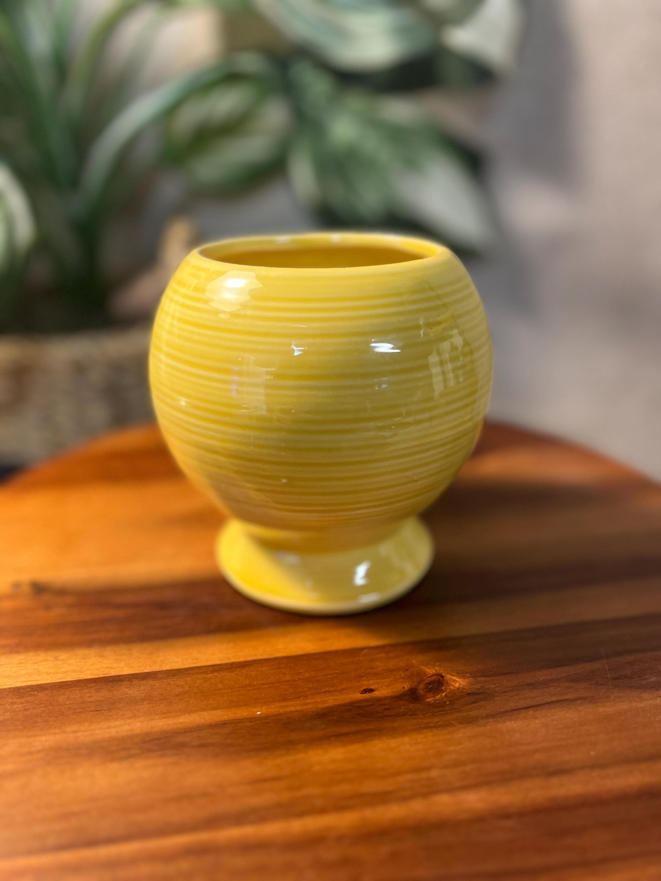 McCoy Harmony Round Swirled Art Vase Mid Century Modern Yellow+ Brown  Vintage