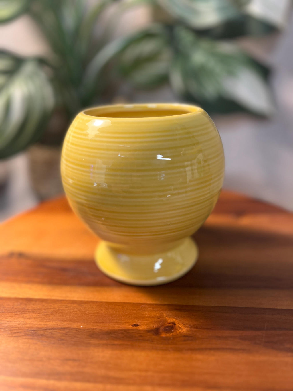 McCoy Harmony Round Swirled Art Vase Mid Century Modern Yellow+ Brown  Vintage