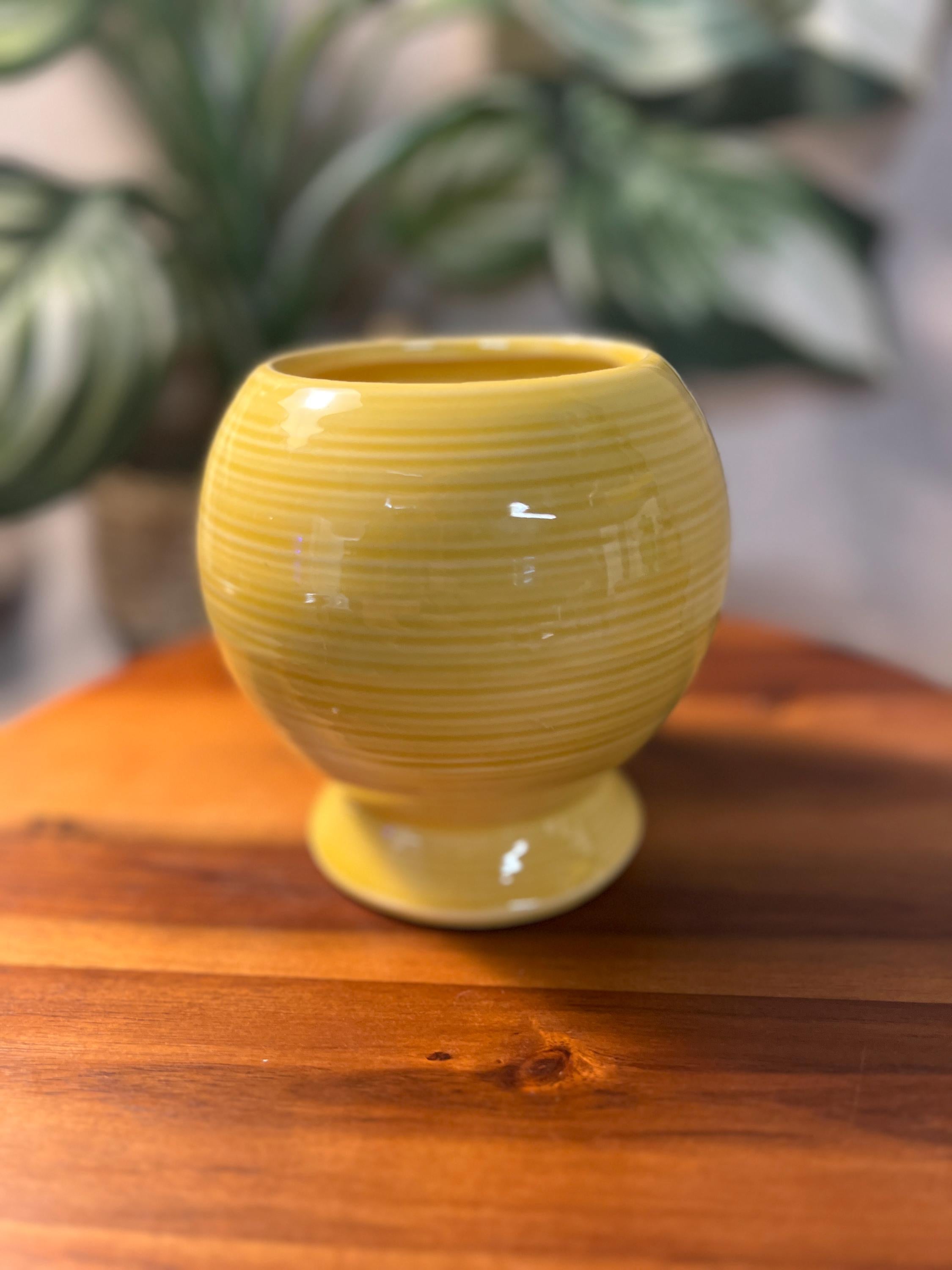 McCoy Harmony Round Swirled Art Vase Mid Century Modern Yellow+ Brown  Vintage