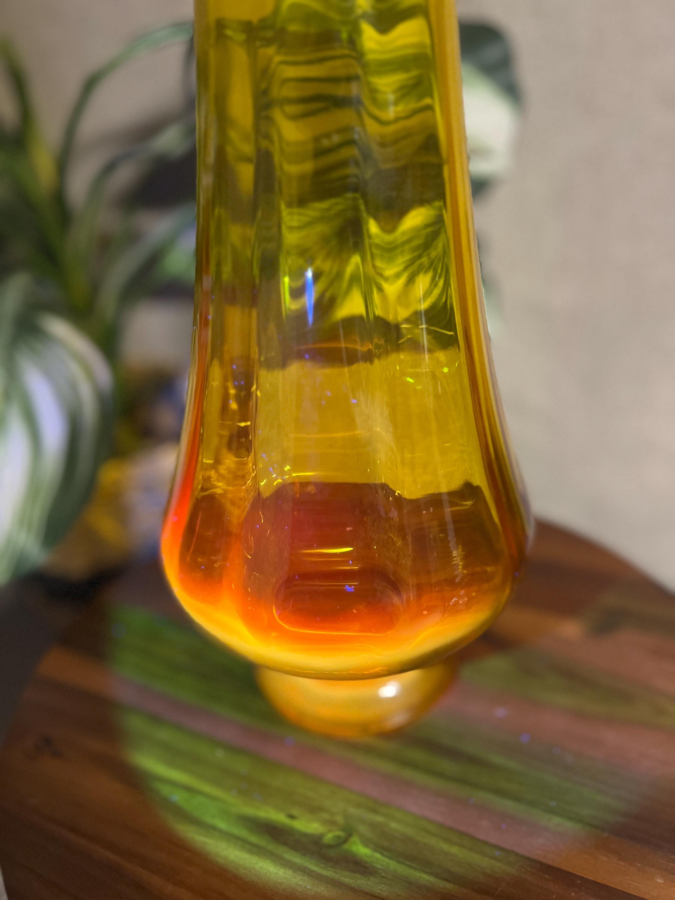 Kanawha Glass Mid Century Modern Amber Swung Vase Glows