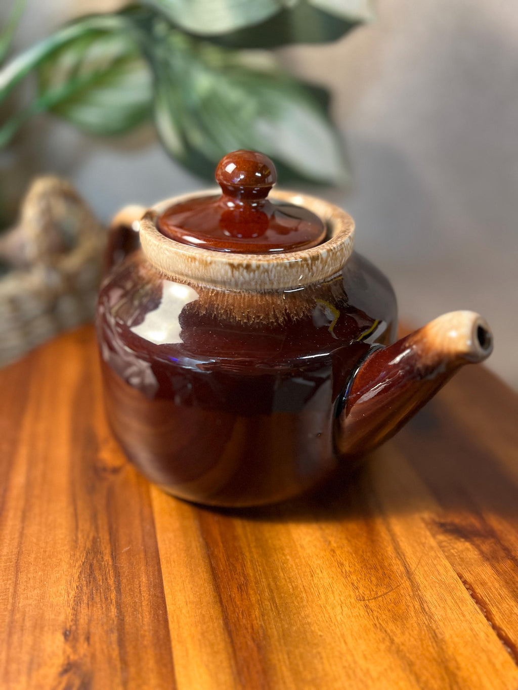 McCoy Pottery  Made in USA Ceramic Brown Drip Teapot