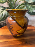 Mid Century Royal Haeger Earth Wrap Vase, 1970s Orange Peel Glaze Pottery, Brown