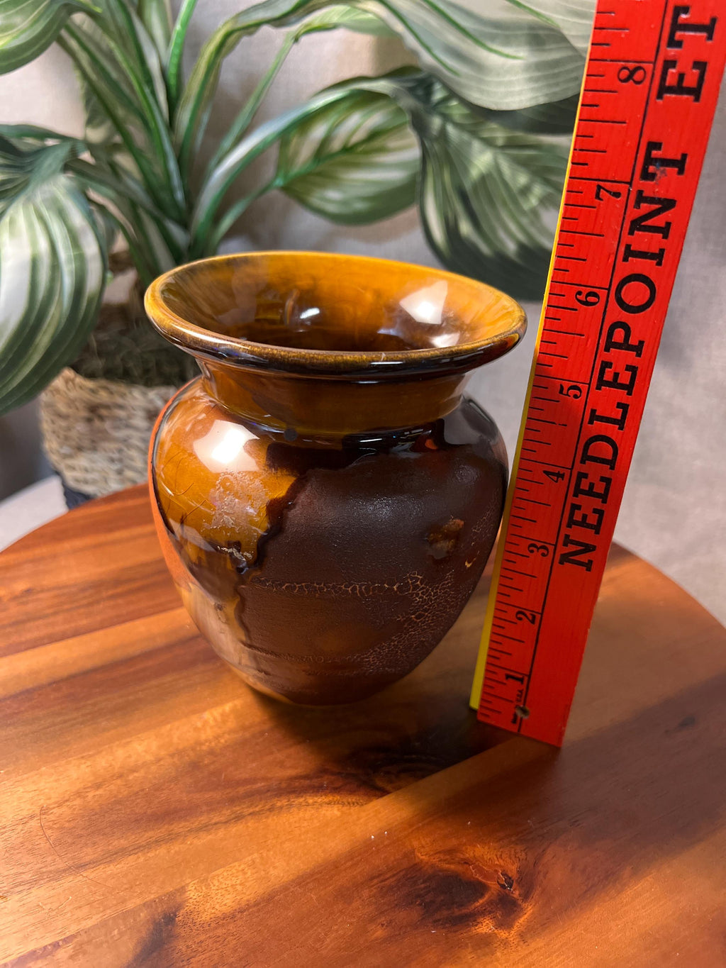 Mid Century Royal Haeger Earth Wrap Vase, 1970s Orange Peel Glaze Pottery, Brown