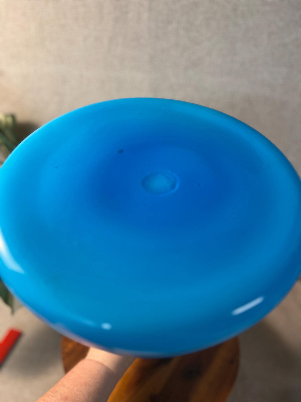 Vintage Mid Century Cased Glass Vase Blue MCM Possibly Holmegaard 15.5
