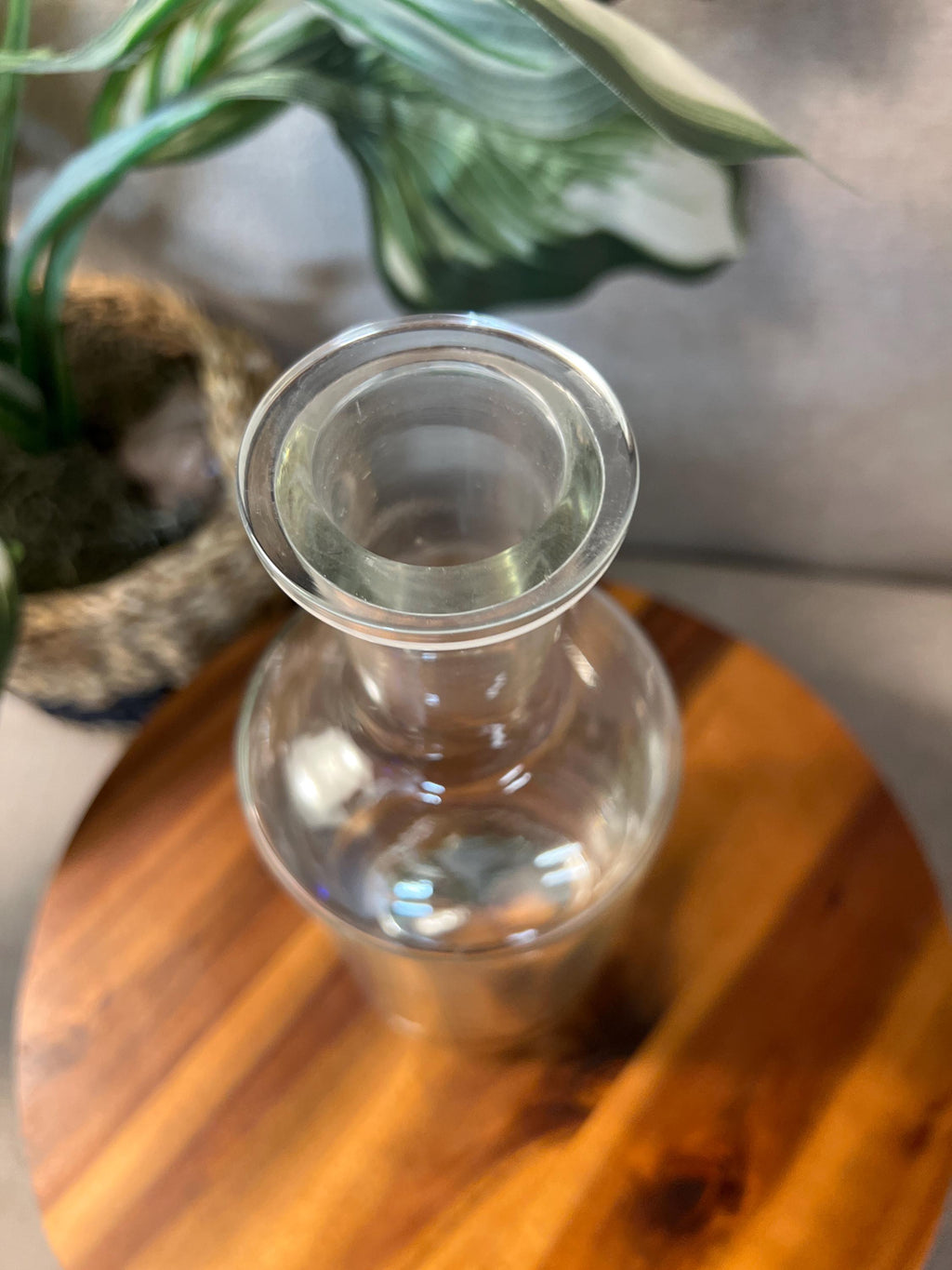 Vintage Krosno Poland Clear Glass Decanter w/Stopper - Heavy