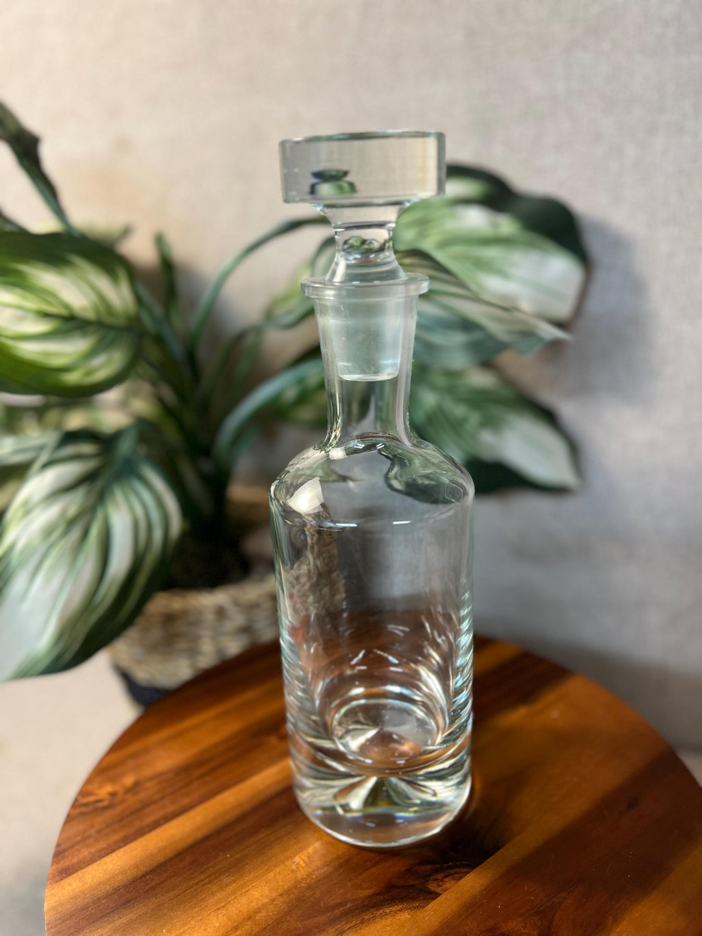 Vintage Krosno Poland Clear Glass Decanter w/Stopper - Heavy