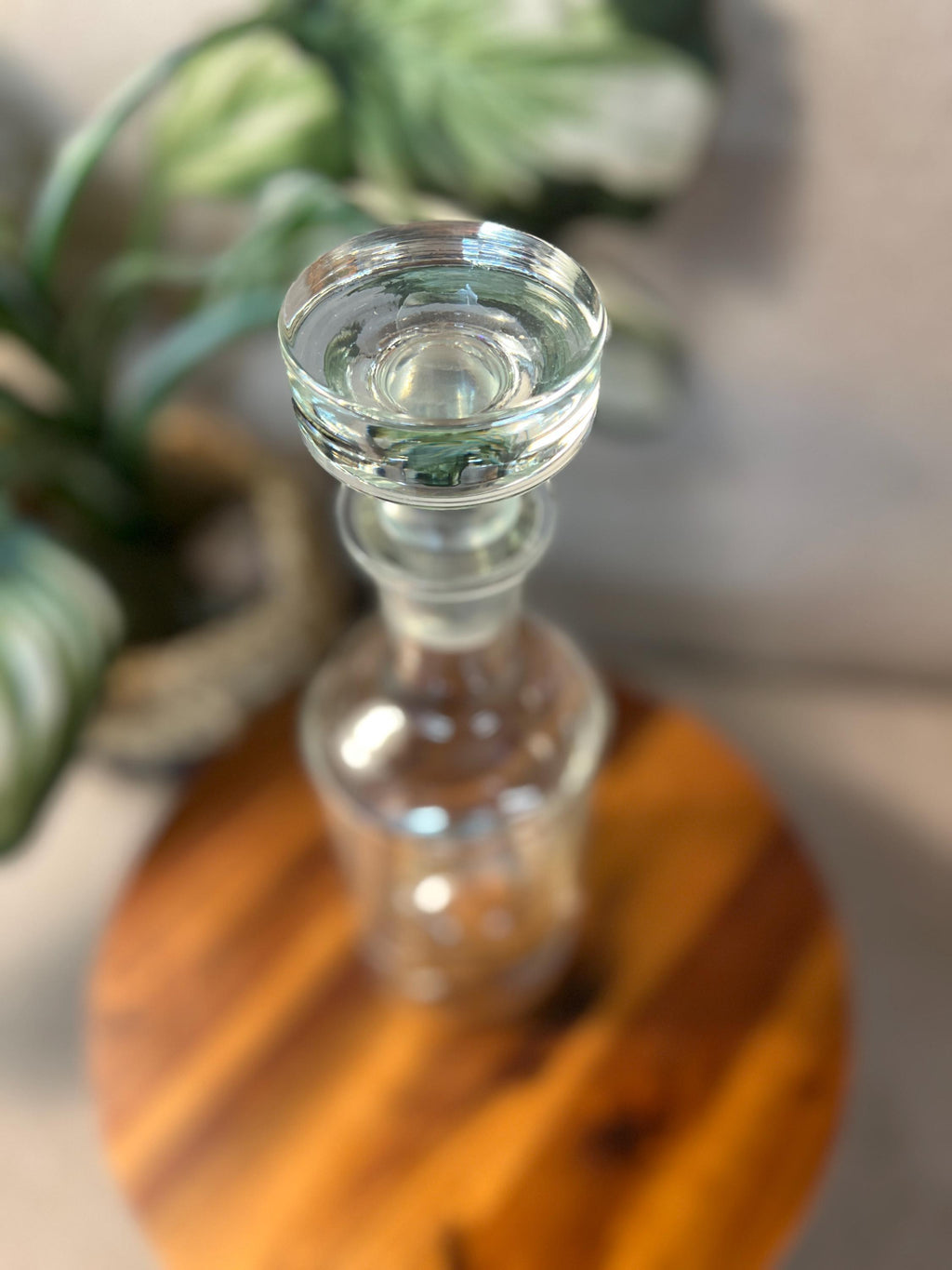 Vintage Krosno Poland Clear Glass Decanter w/Stopper - Heavy