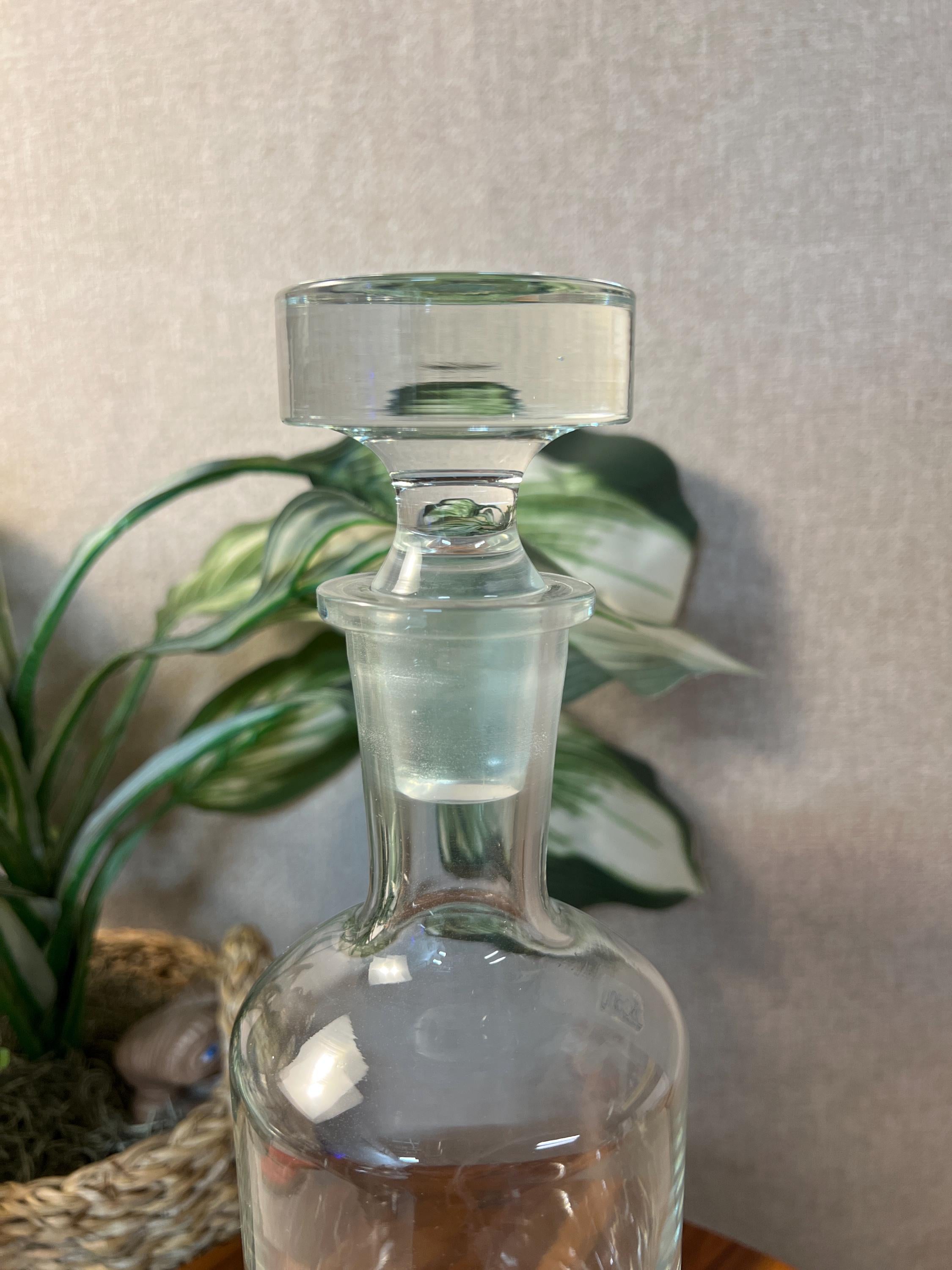 Vintage Krosno Poland Clear Glass Decanter w/Stopper - Heavy