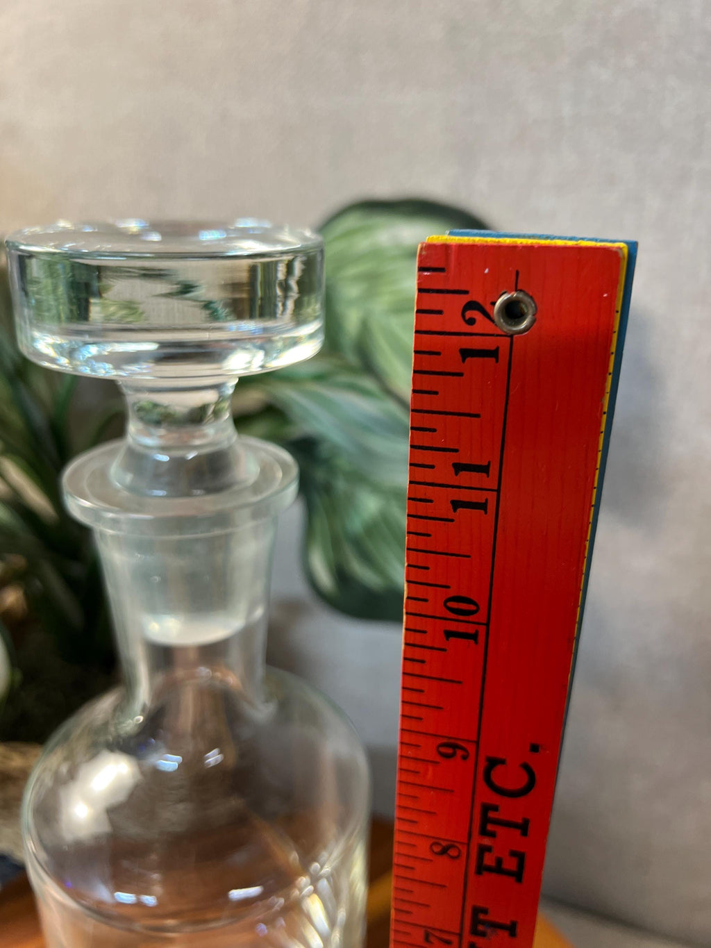 Vintage Krosno Poland Clear Glass Decanter w/Stopper - Heavy