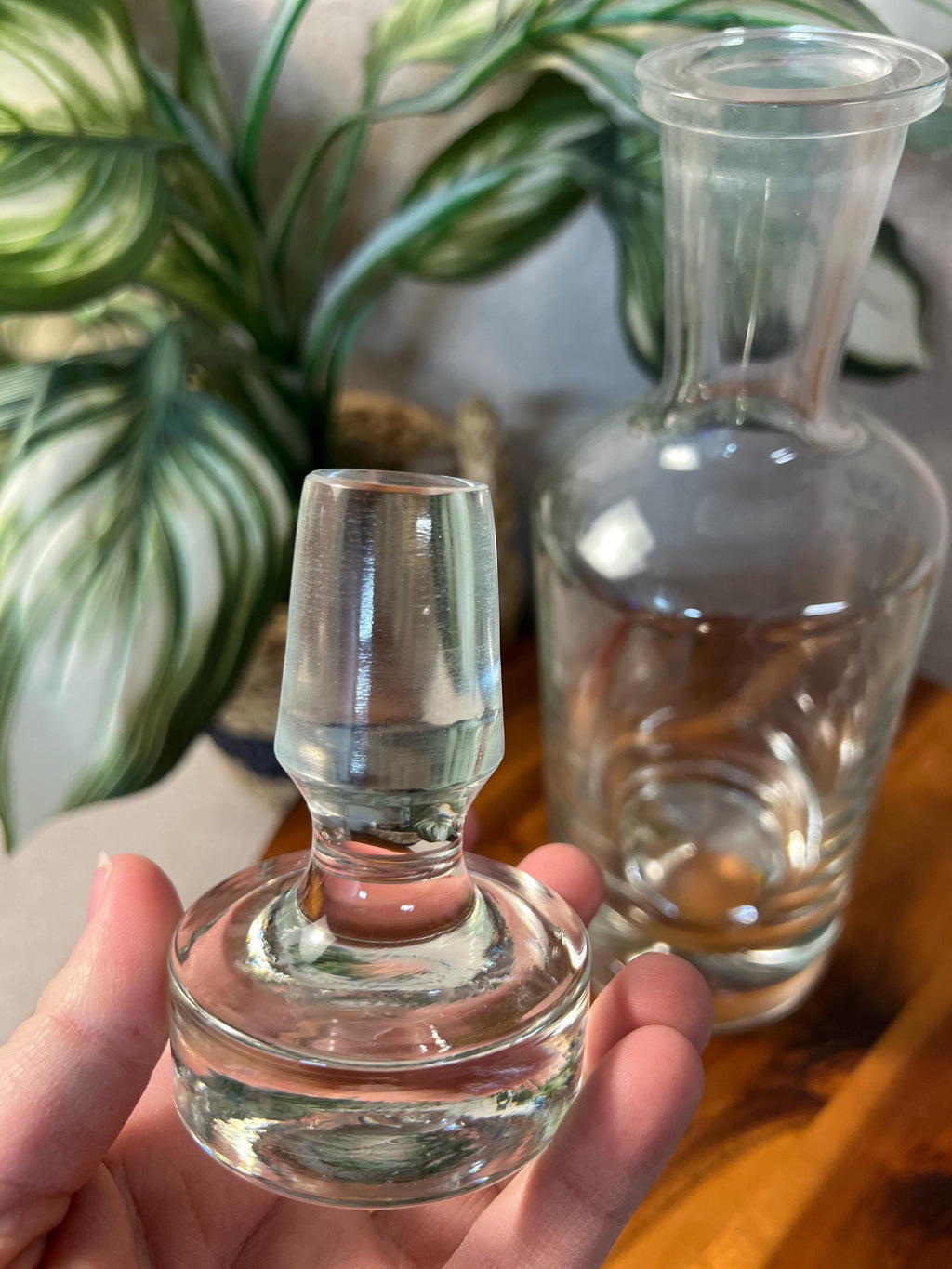 Vintage Krosno Poland Clear Glass Decanter w/Stopper - Heavy