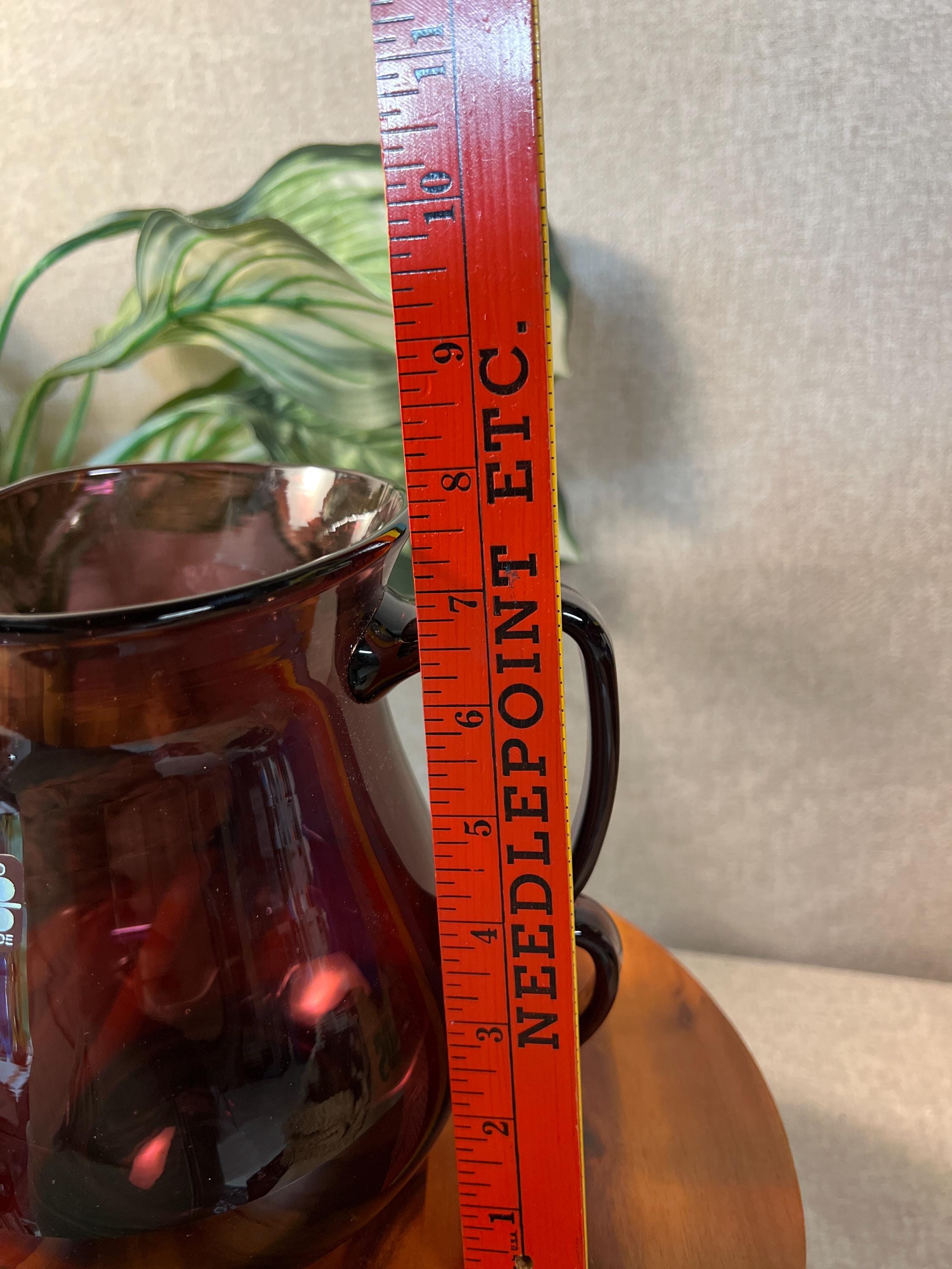 Blenko Double Handle Purple Hand Blown Glass Pitcher