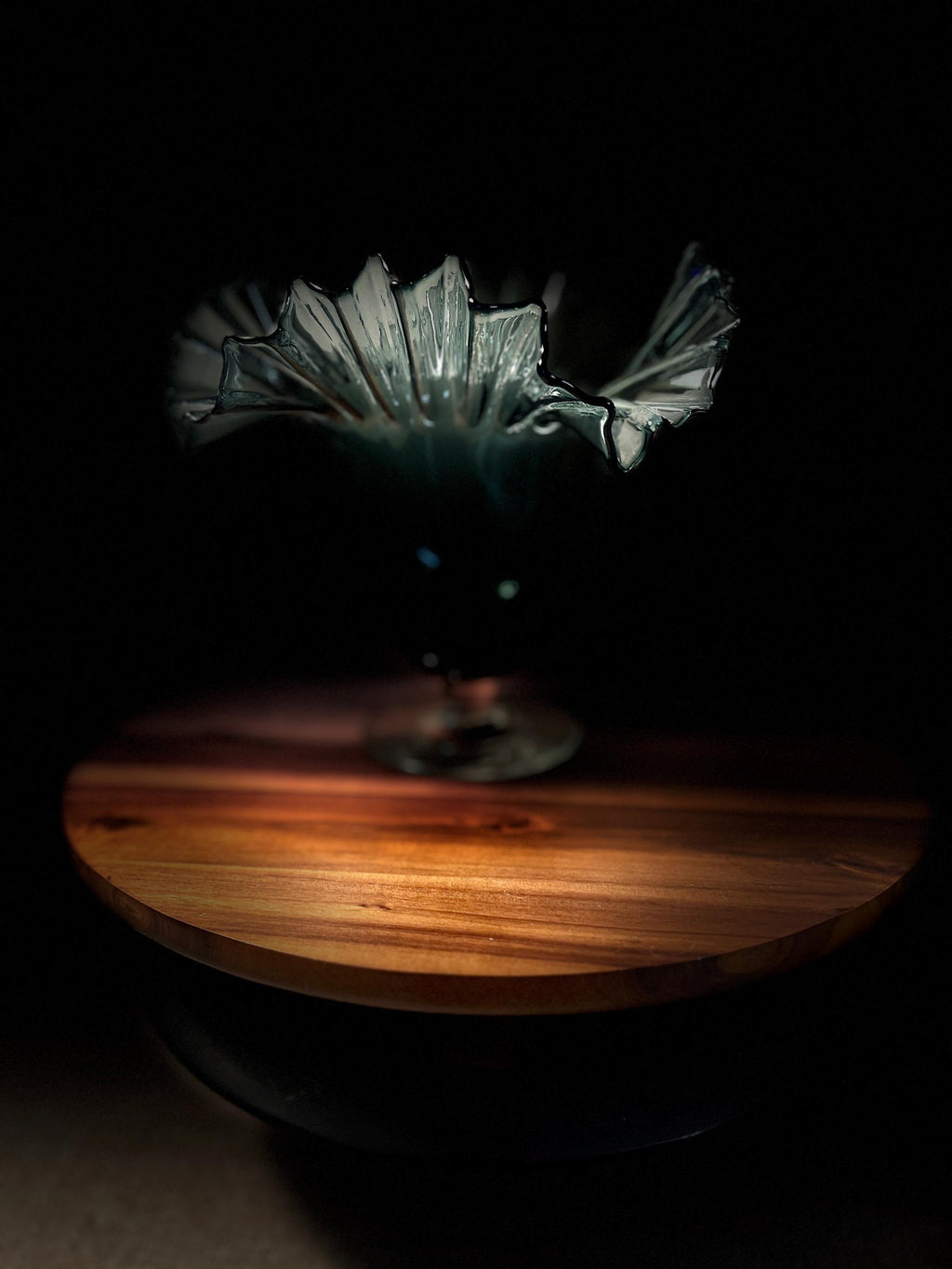 Blenko Glass Vase #38CHARCOAL 1954-1958 8 Double Crimped Ruffled Footed RARE