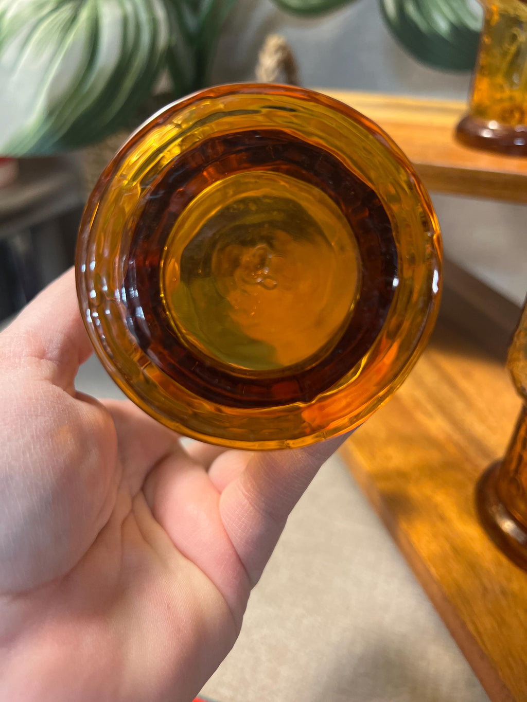 Libbey Country Garden Amber  Glasses set of 5 (2 Large and 3 iced tea sized)