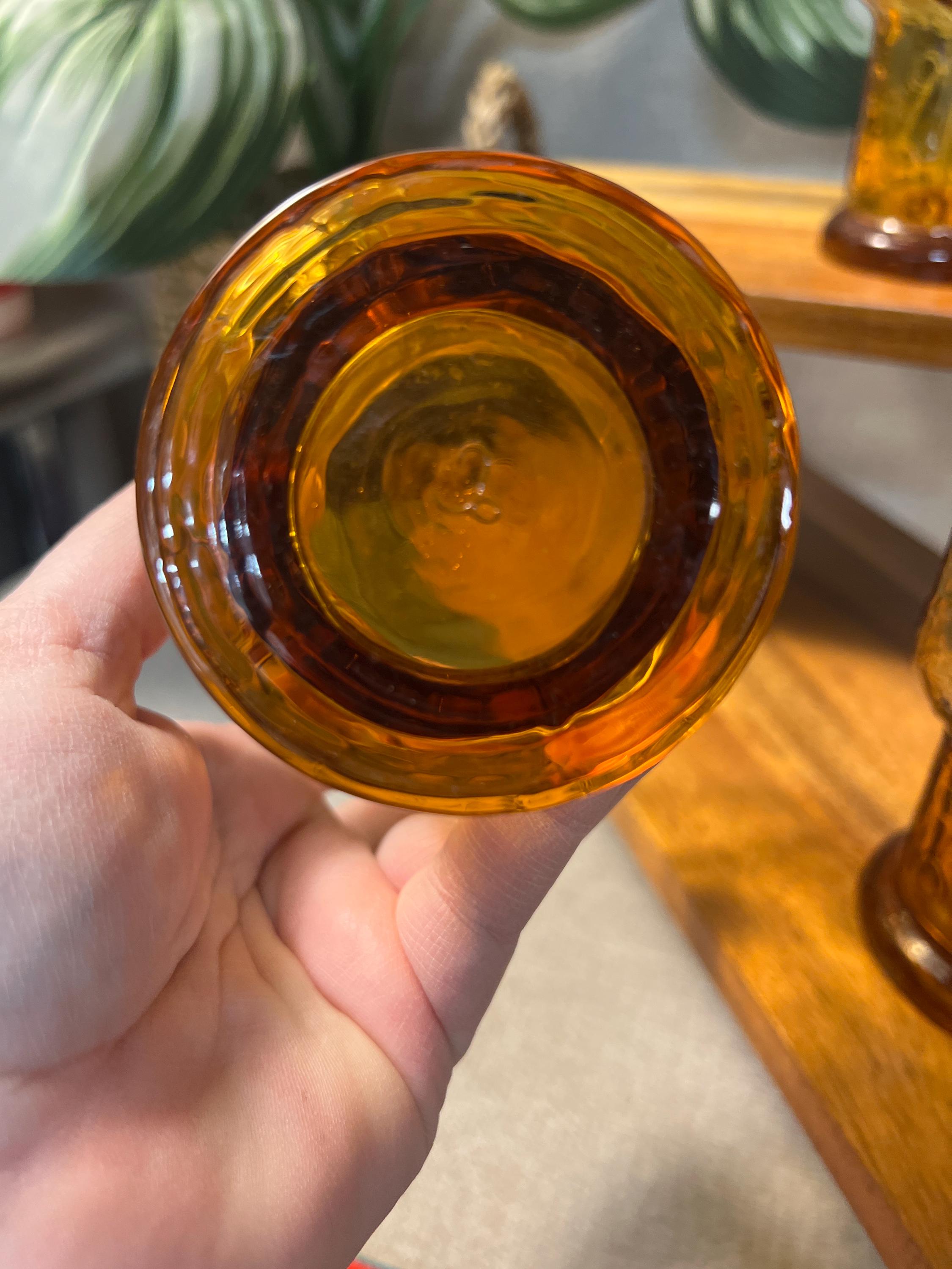 Libbey Country Garden Amber  Glasses set of 5 (2 Large and 3 iced tea sized)