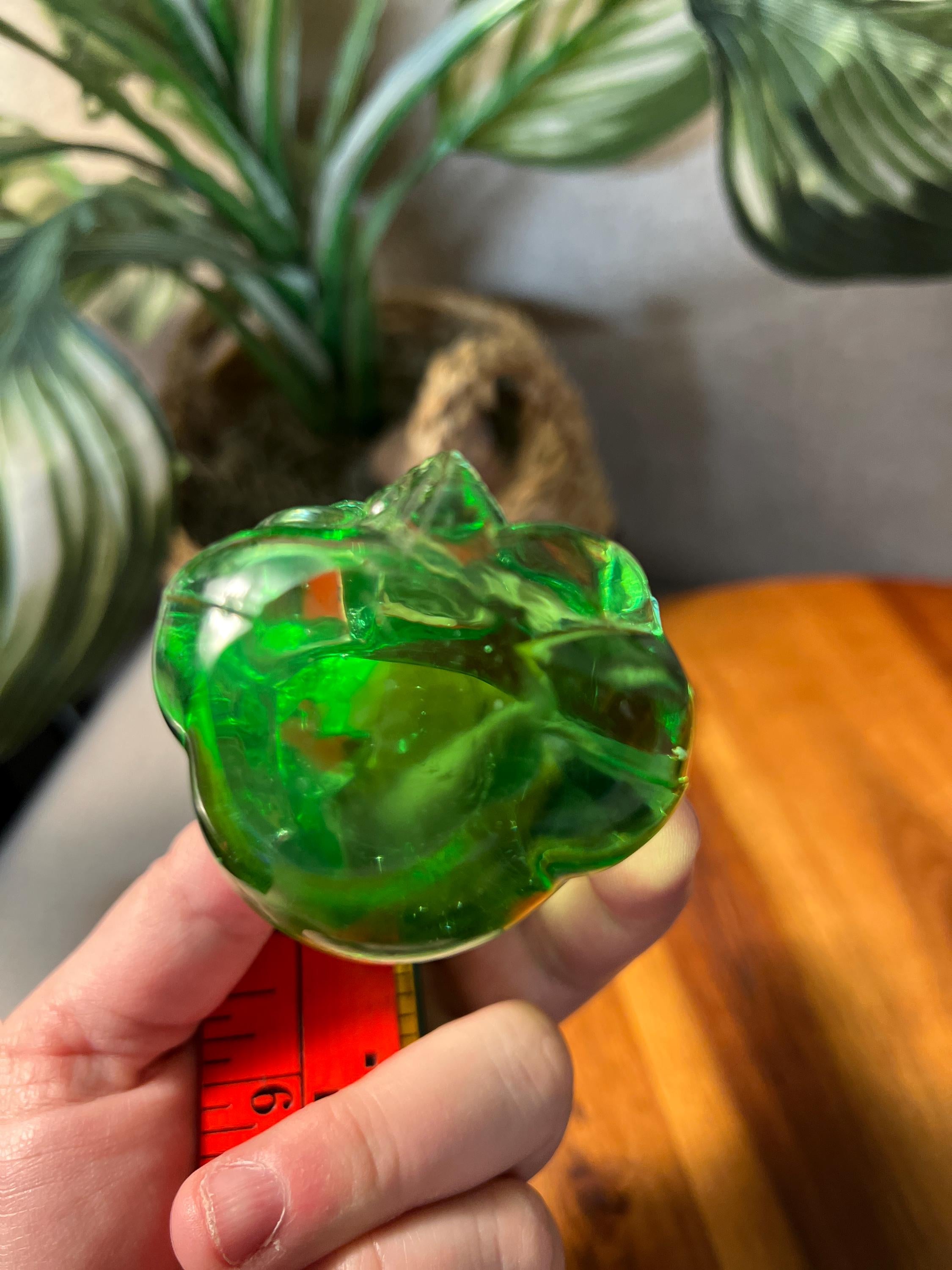 Fenton Lime Green Art Glass Sitting Bear Cub