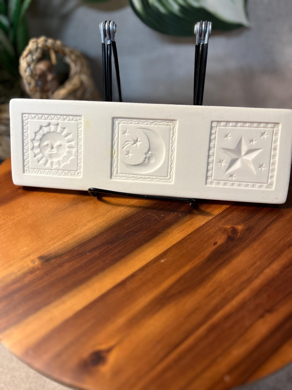 Vintage Brown Bag Paper Art Mold Sun, Moon and Stars