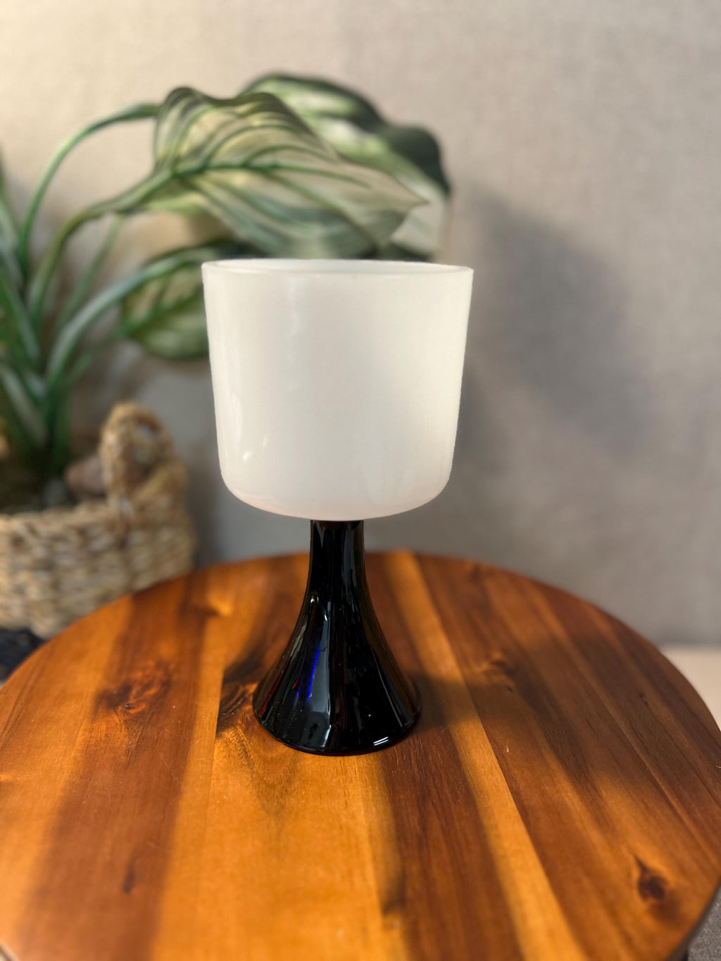 MCM Vintage PartyLite Couture Candle Holder Contrast Black White Glass 8" #55