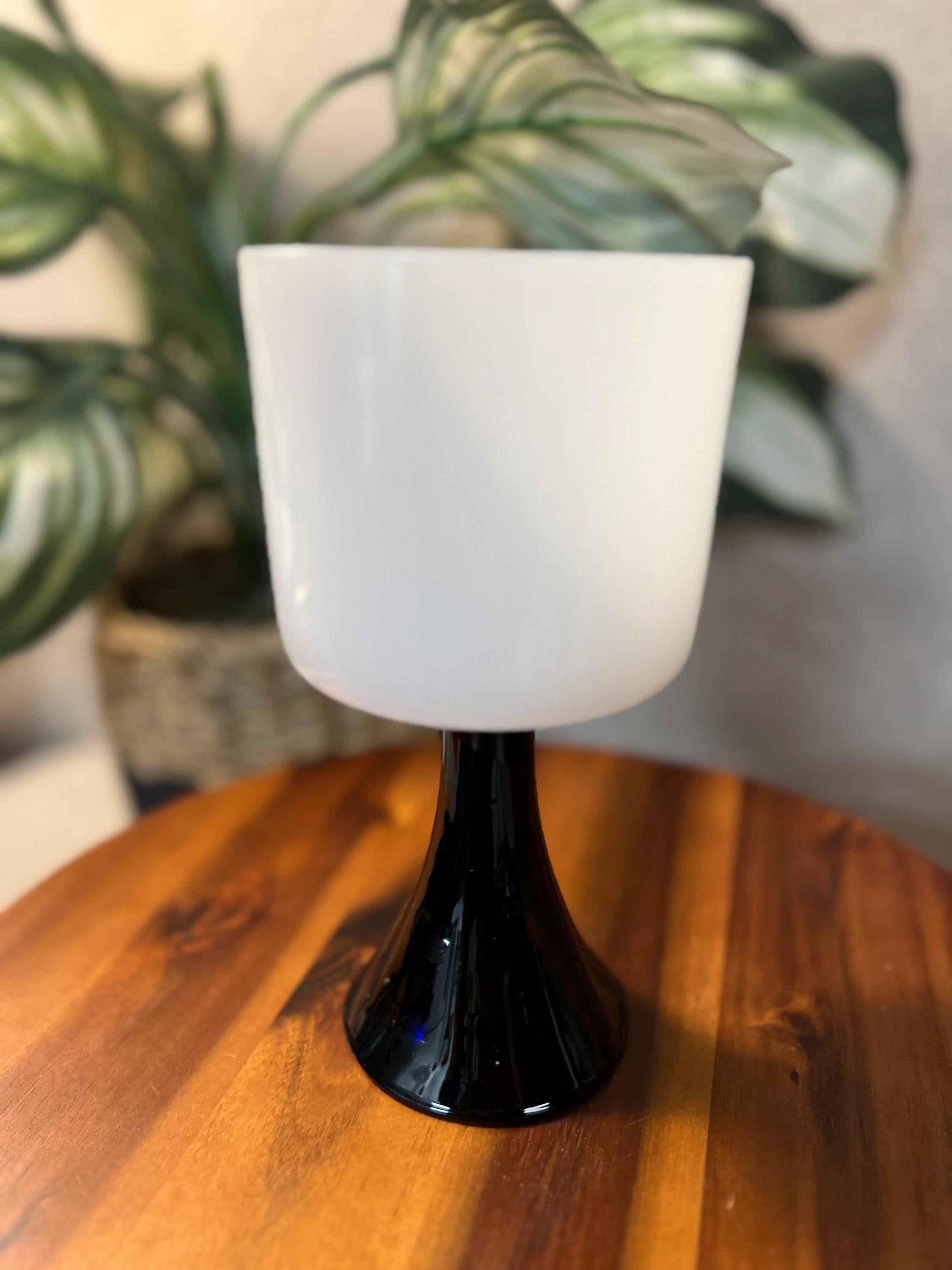 MCM Vintage PartyLite Couture Candle Holder Contrast Black White Glass 8" #55