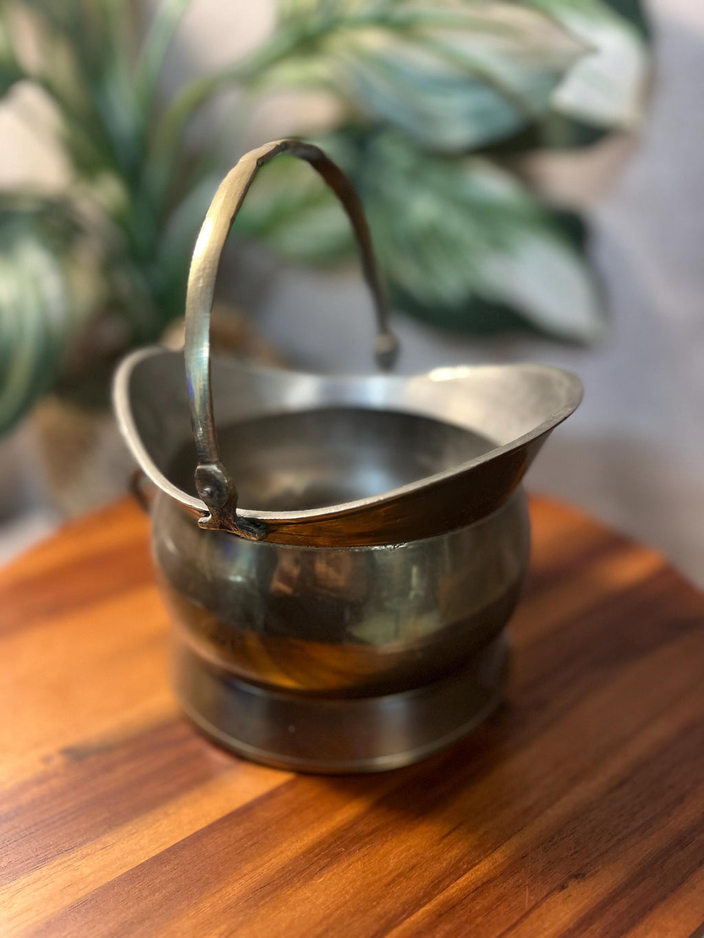 Vintage Small Brass Coal Bucket Scuttle W/Top Handle & Side Handles India