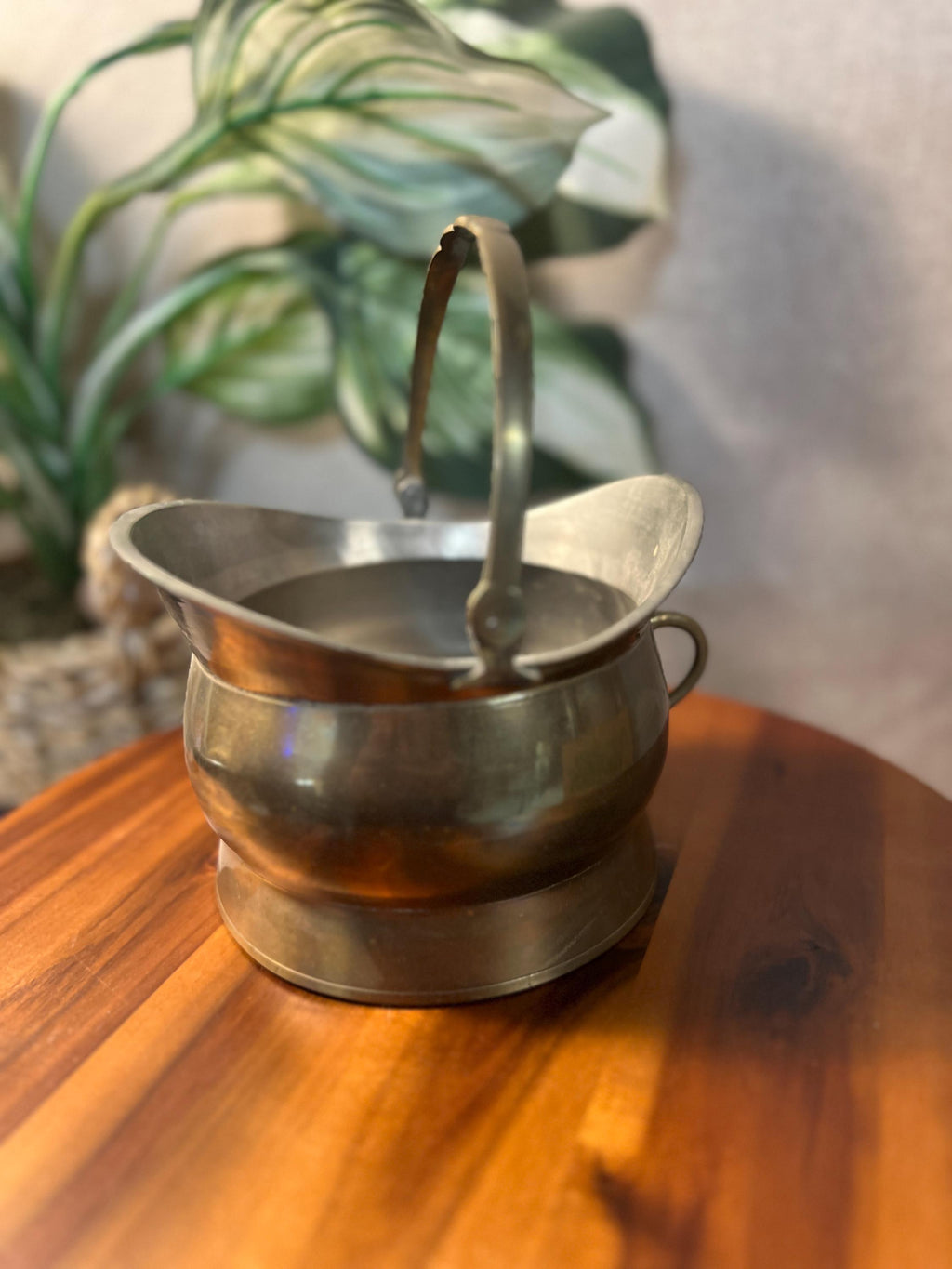 Vintage Small Brass Coal Bucket Scuttle W/Top Handle & Side Handles India