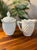 Fenton Milk Glass Hobnail Creamer/Sugar Set Heavy-5441. No Chips/cracks
