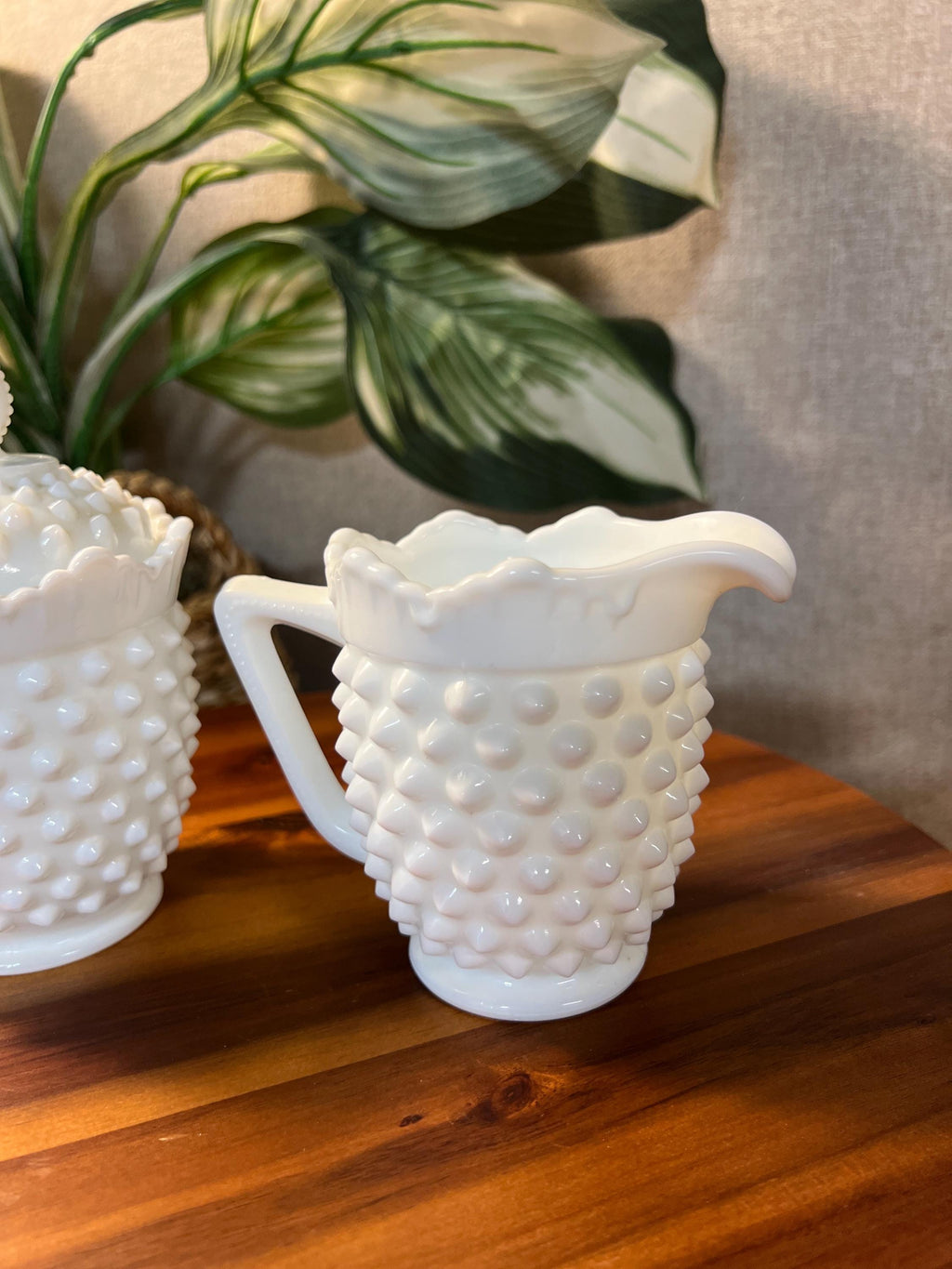 Fenton Milk Glass Hobnail Creamer/Sugar Set Heavy-5441. No Chips/cracks