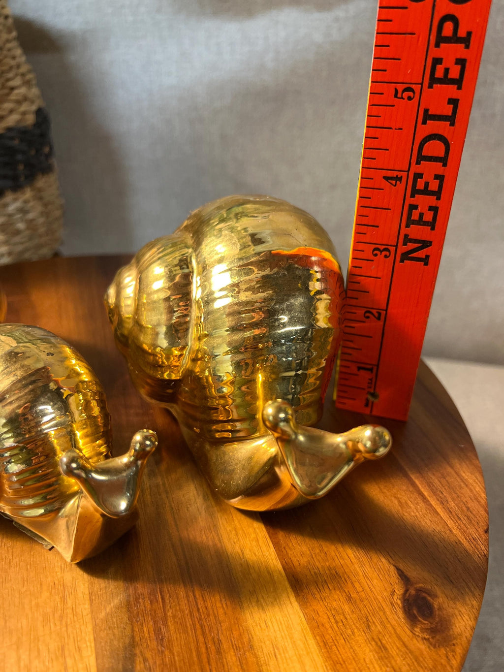Vtg  MCM Set/3 Ceramic Snails Gold 70s Snail Mom, Dad & Child Family Marked
