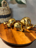 Vtg  MCM Set/3 Ceramic Snails Gold 70s Snail Mom, Dad & Child Family Marked