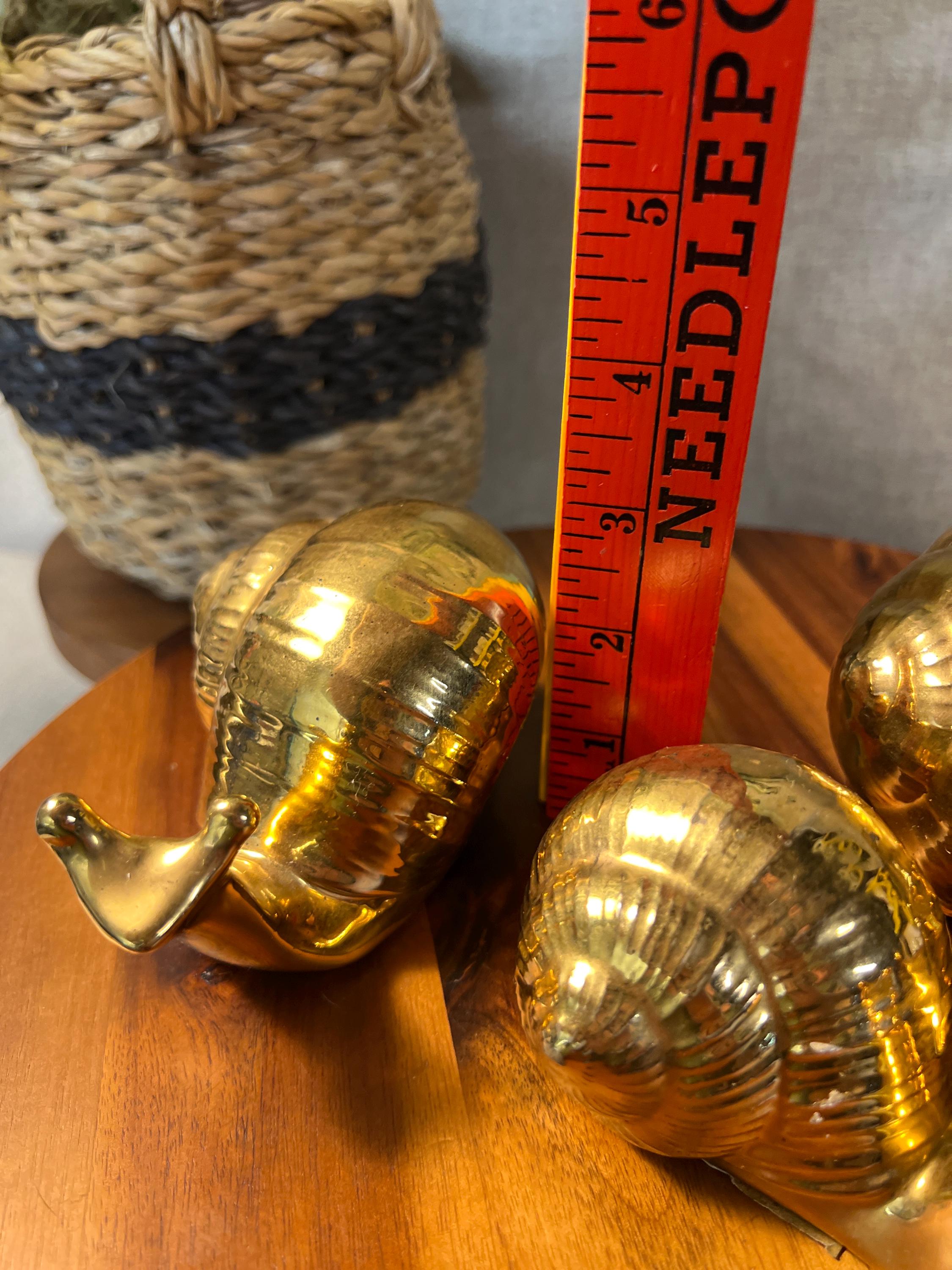 Vtg  MCM Set/3 Ceramic Snails Gold 70s Snail Mom, Dad & Child Family Marked