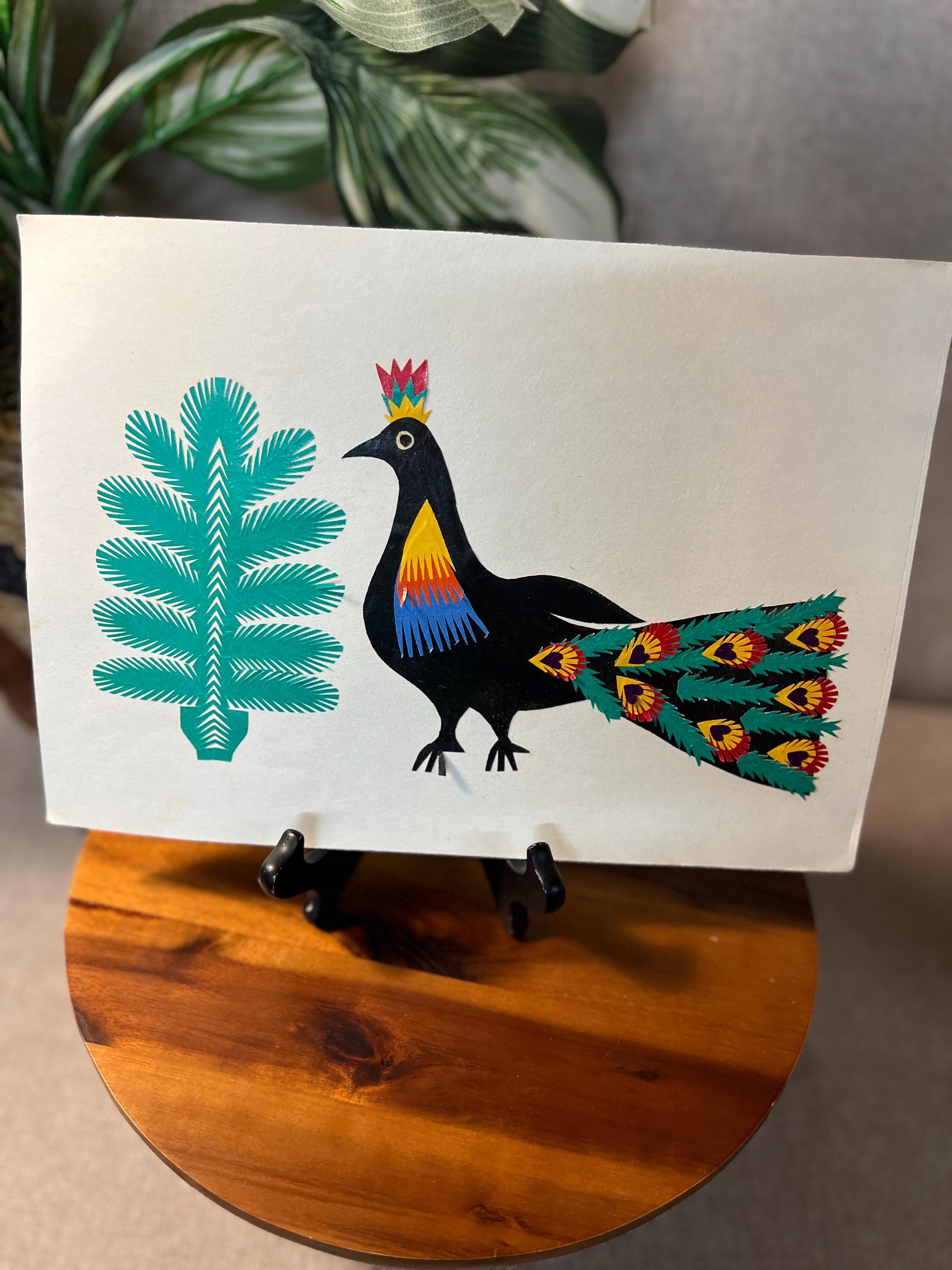 Colorful Polish Folk Art Sztuka Wycinanka Lowicka Paper Cut Out Bird