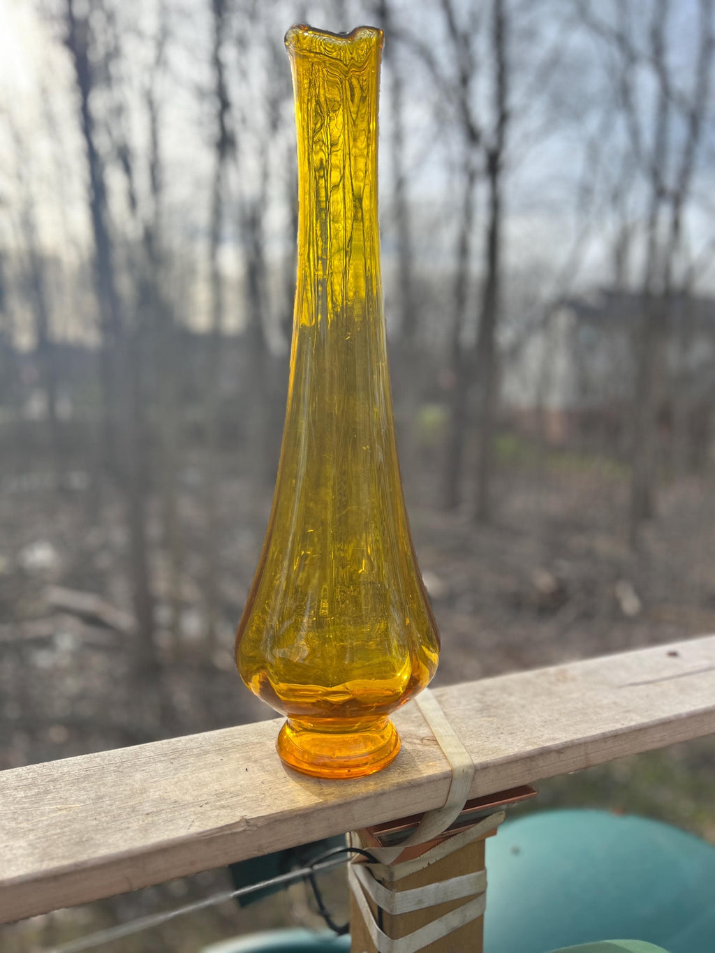 Kanawha Glass Mid Century Modern Amber Swung Vase Glows