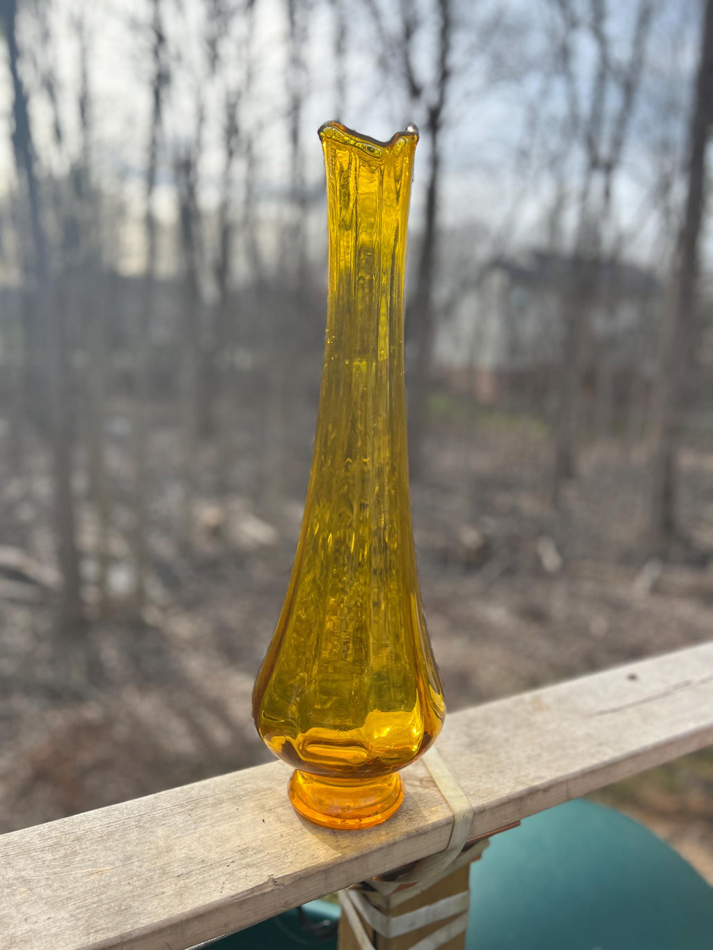 Kanawha Glass Mid Century Modern Amber Swung Vase Glows