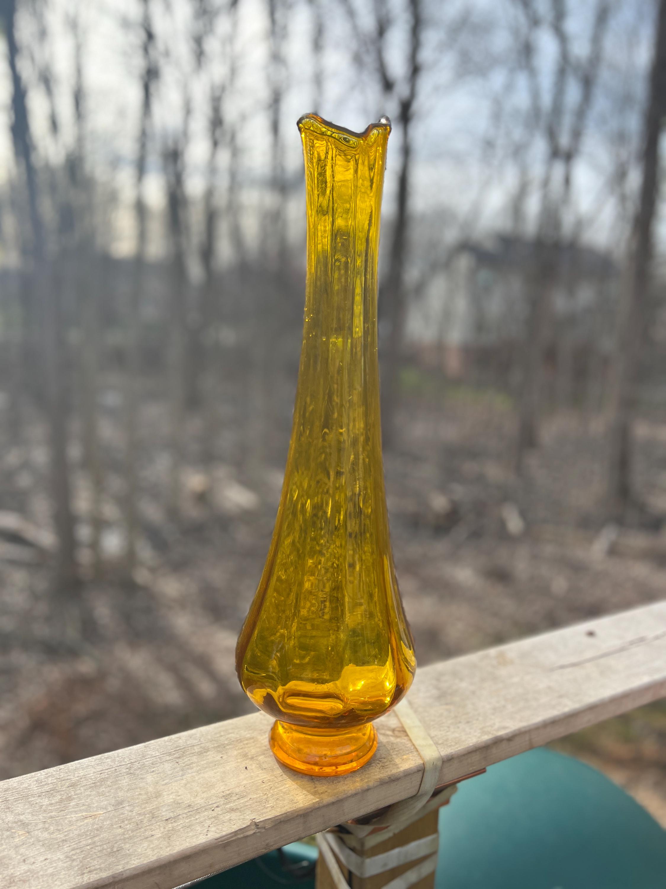 Kanawha Glass Mid Century Modern Amber Swung Vase Glows