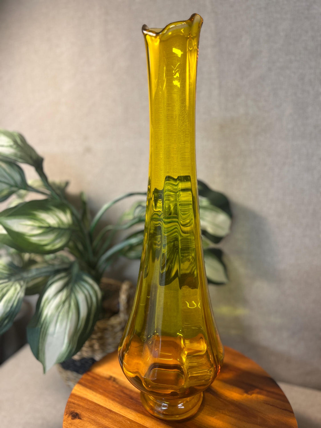 Kanawha Glass Mid Century Modern Amber Swung Vase Glows
